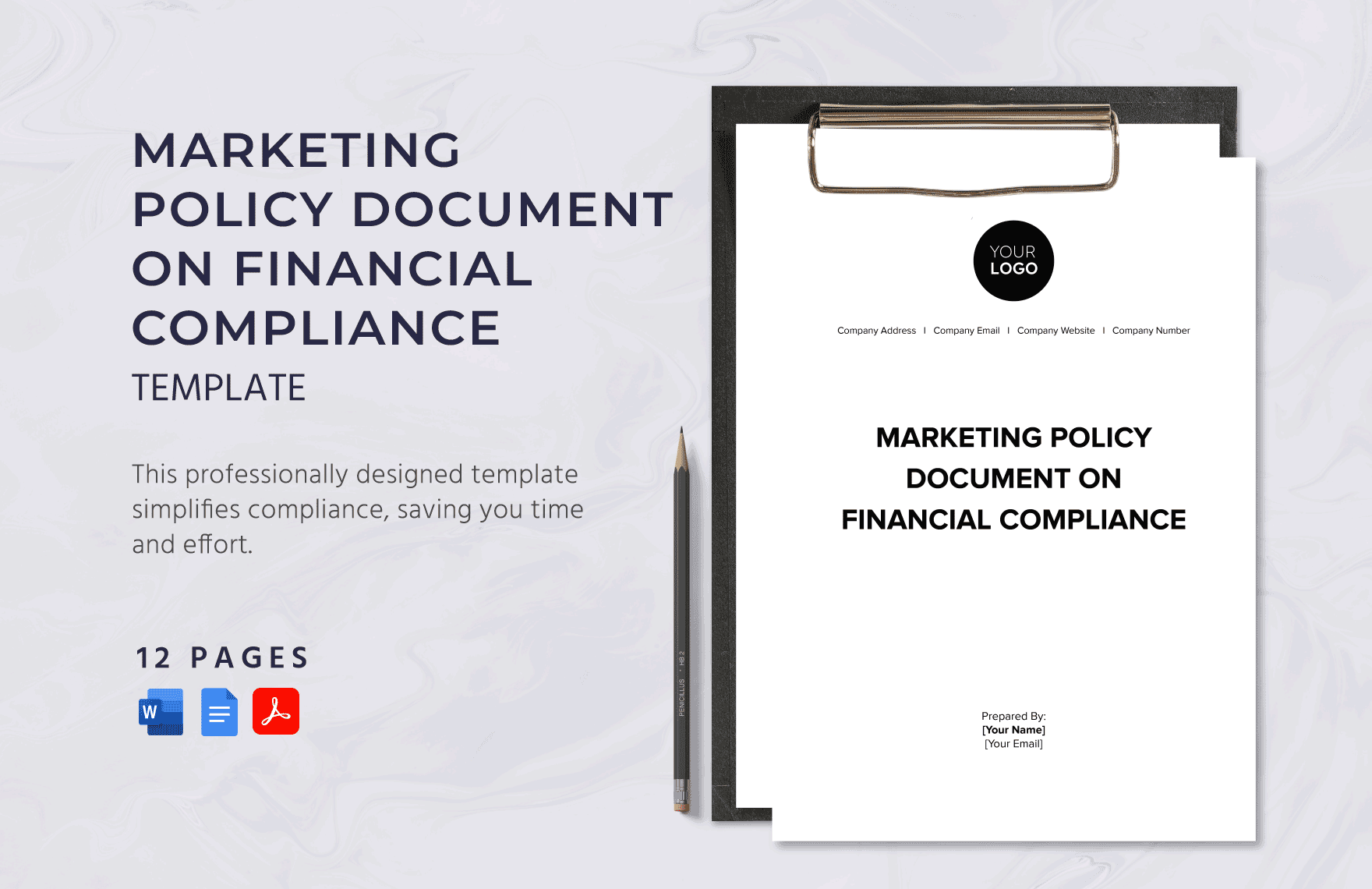 Marketing Policy Document on Financial Compliance Template