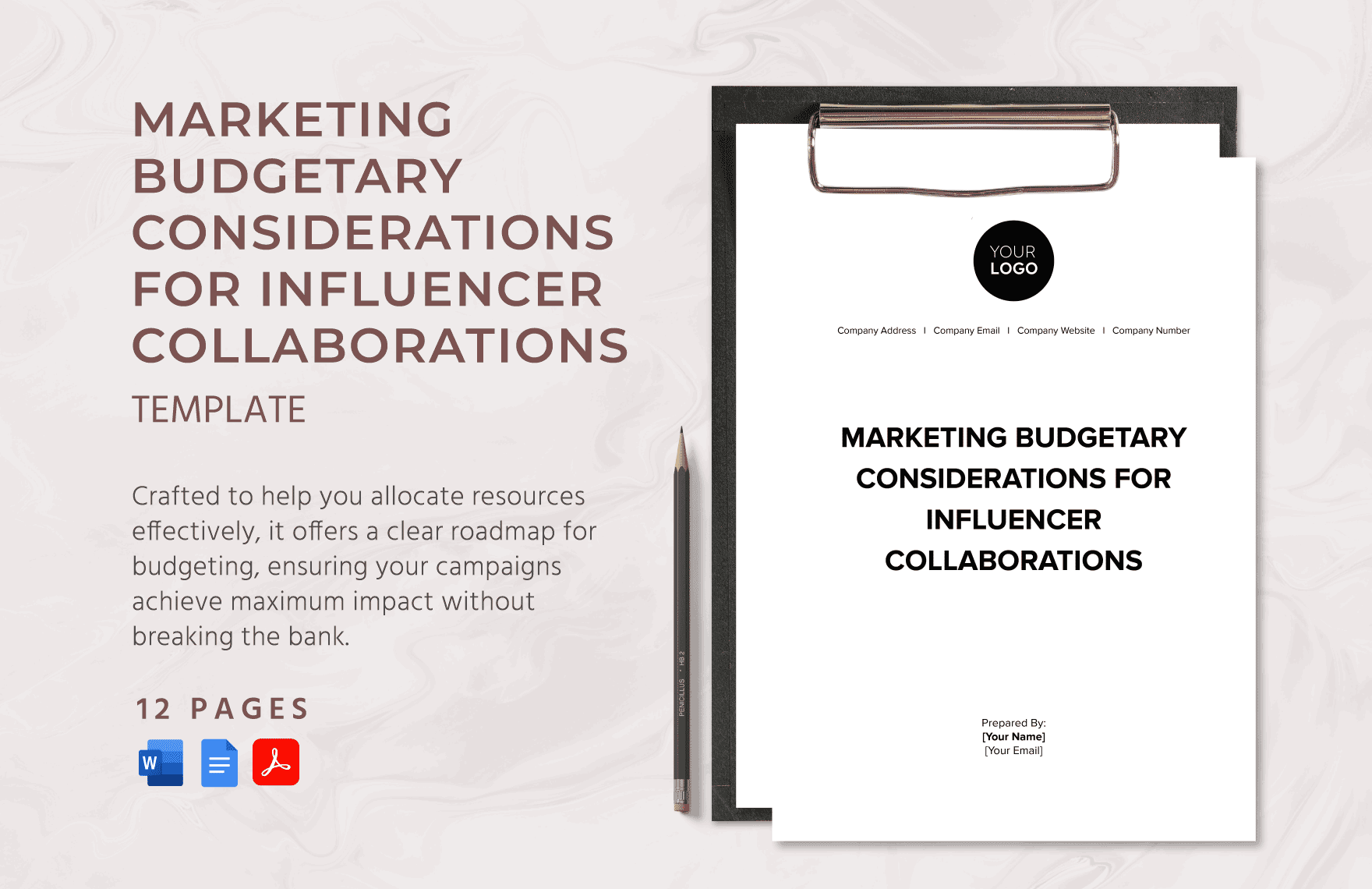 Marketing Budgetary Considerations for Influencer Collaborations Template
