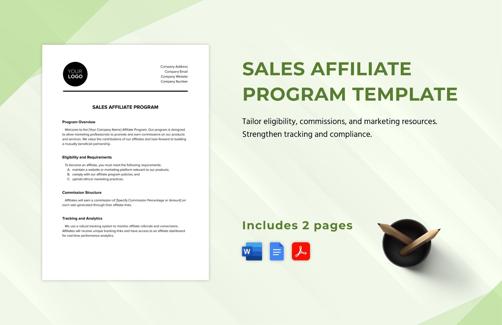 Sales Affiliate Program Template in Word, Google Docs, PDF