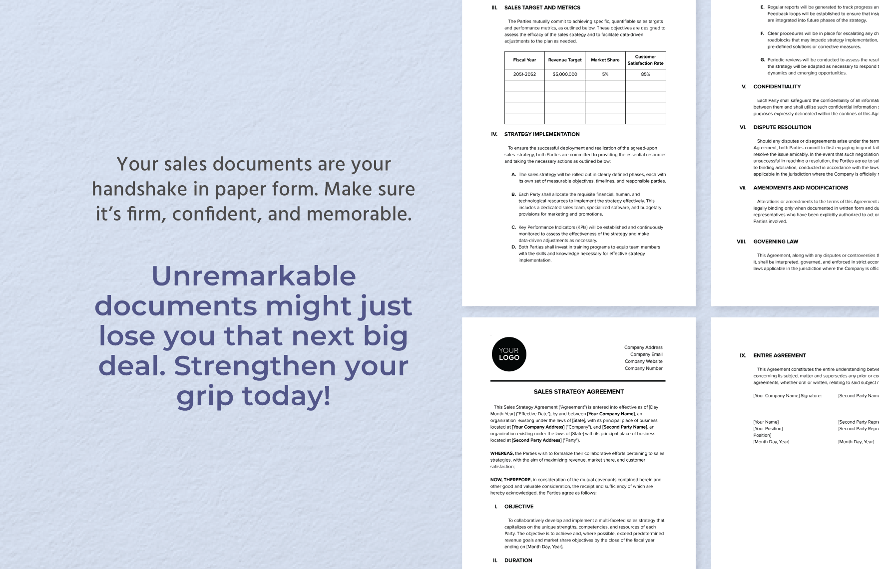 Sales Strategy Agreement Template