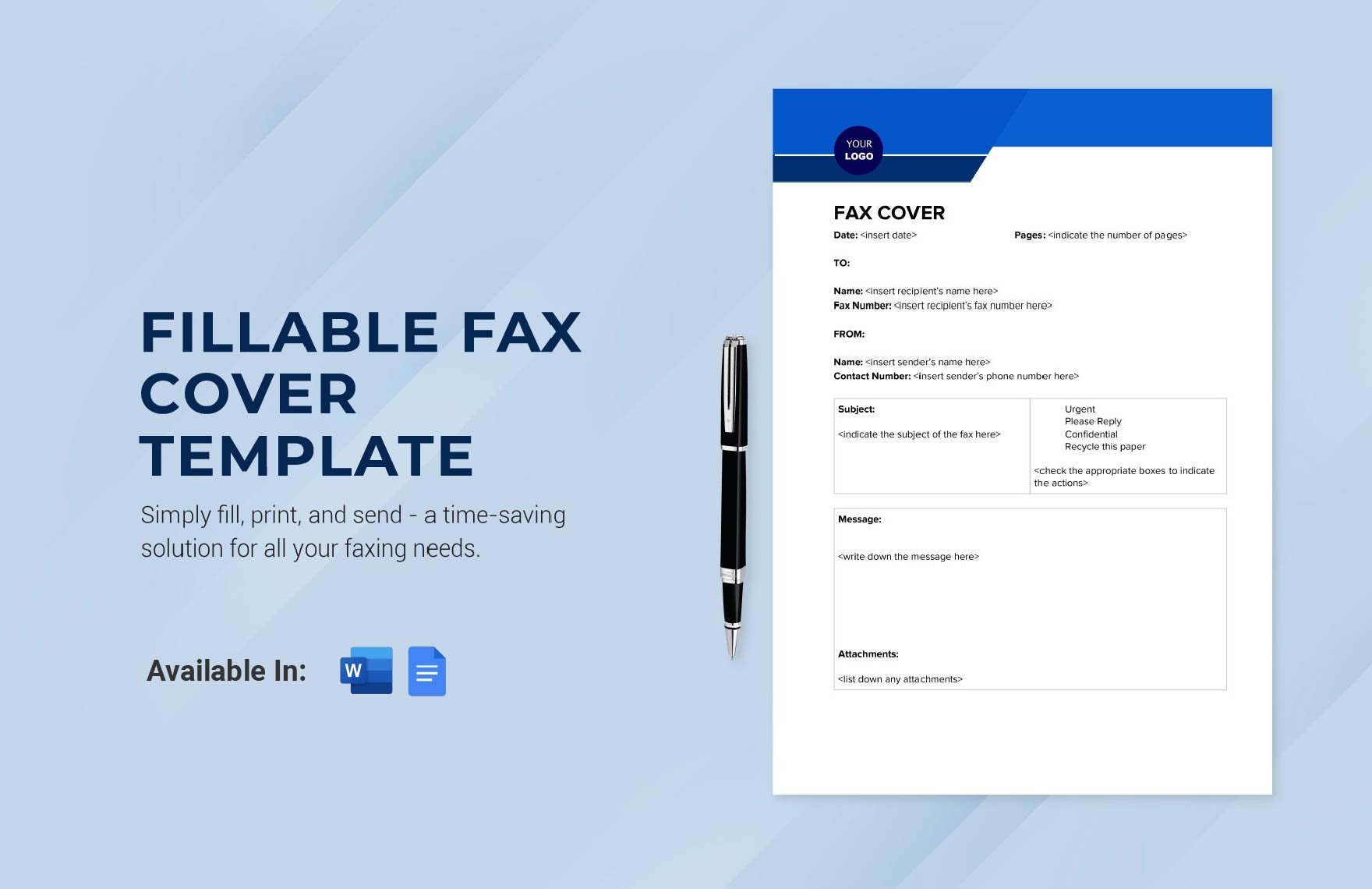 Fillable Fax Cover Template