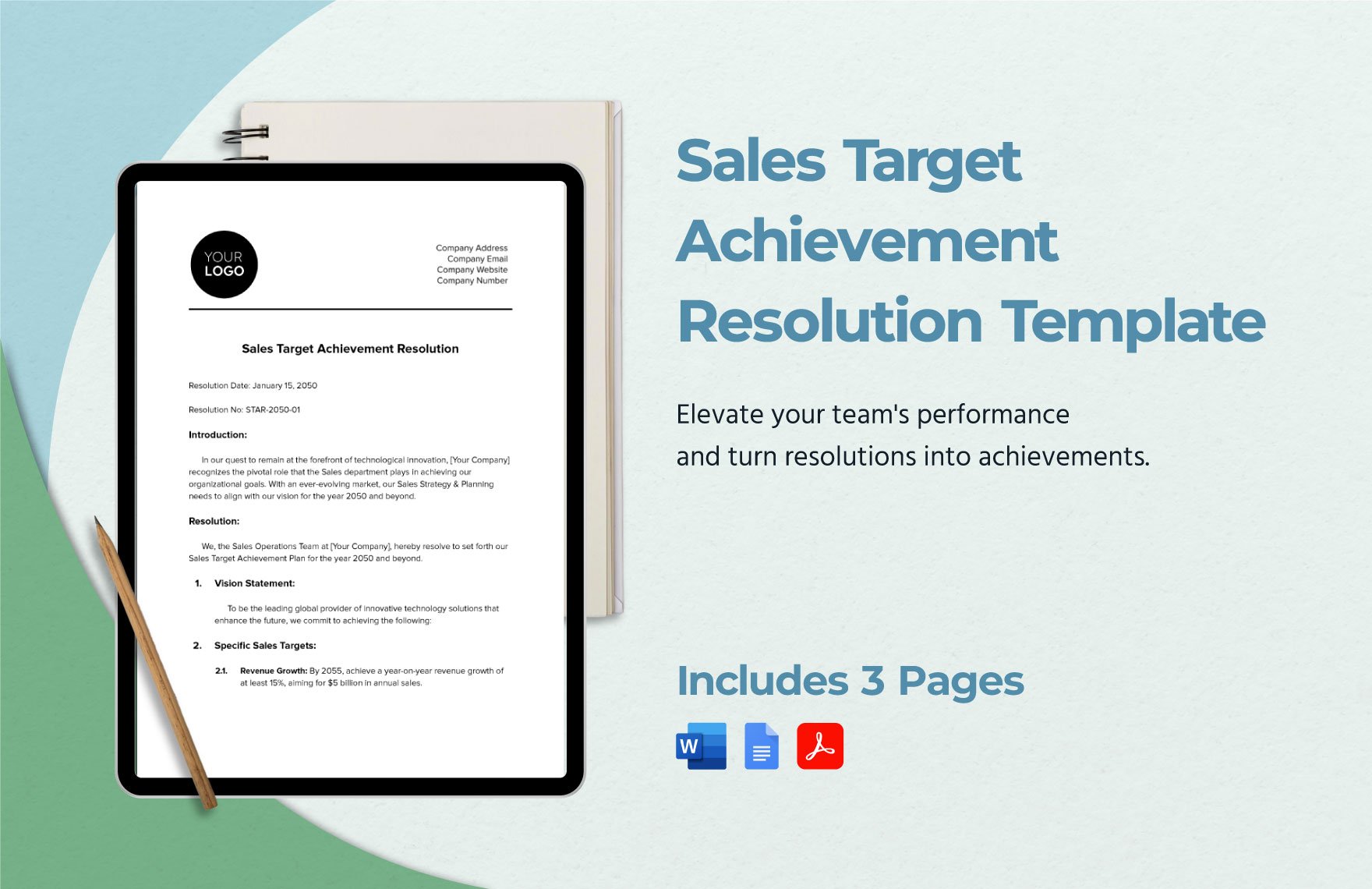 Sales Target Achievement Resolution Template in Word, Google Docs, PDF