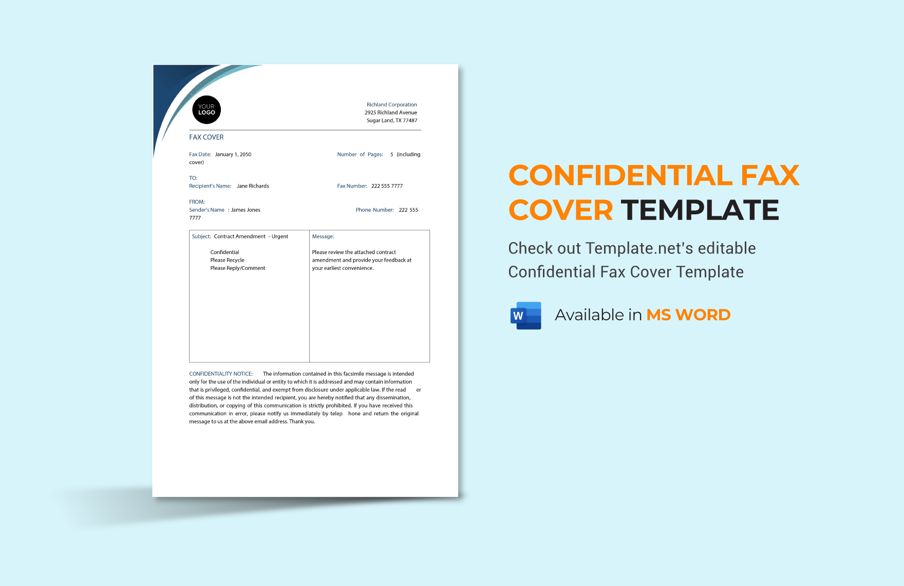 Confidential Fax Cover Template