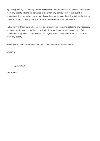 Free Waiver Letter Template to Edit Online