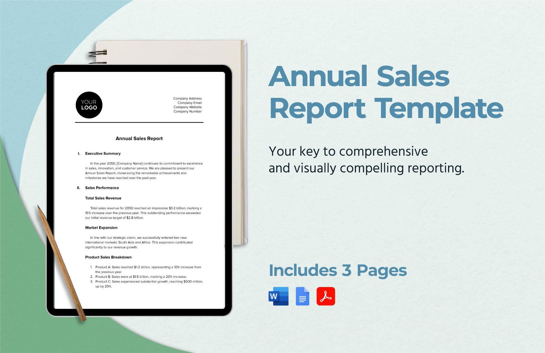 Annual Sales Report Template in Word, Google Docs, PDF