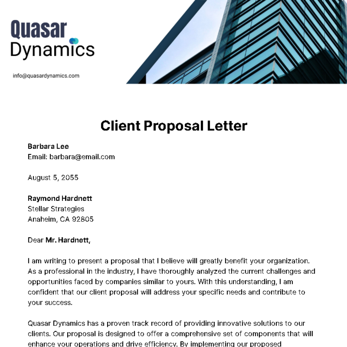 Client Proposal Letter Template