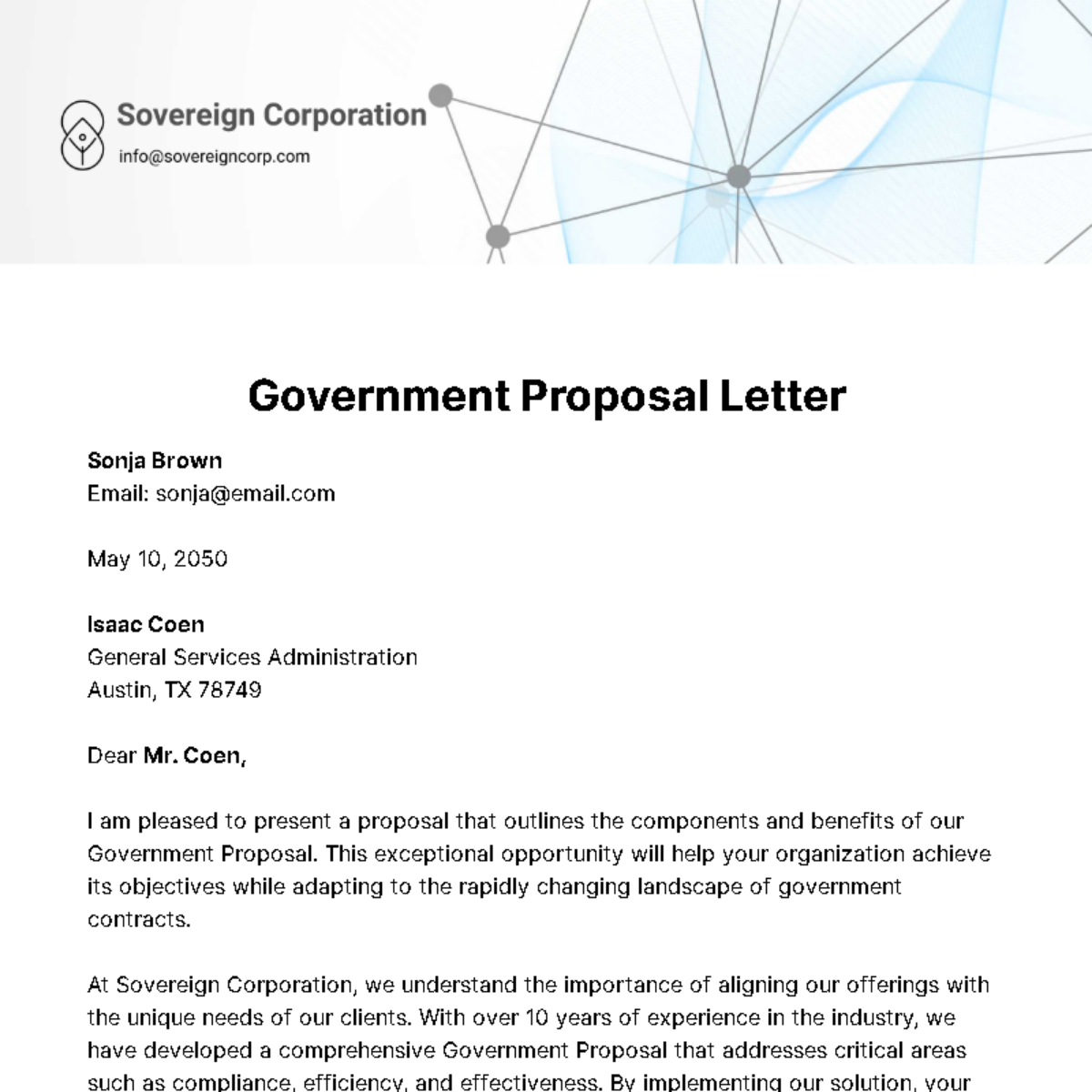 Government Proposal Letter Template