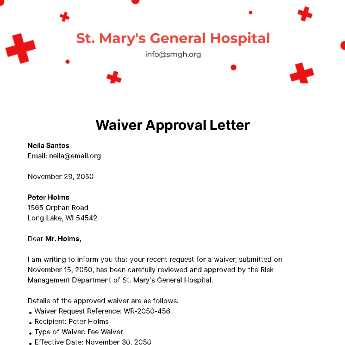 Free Waiver Approval Letter Template