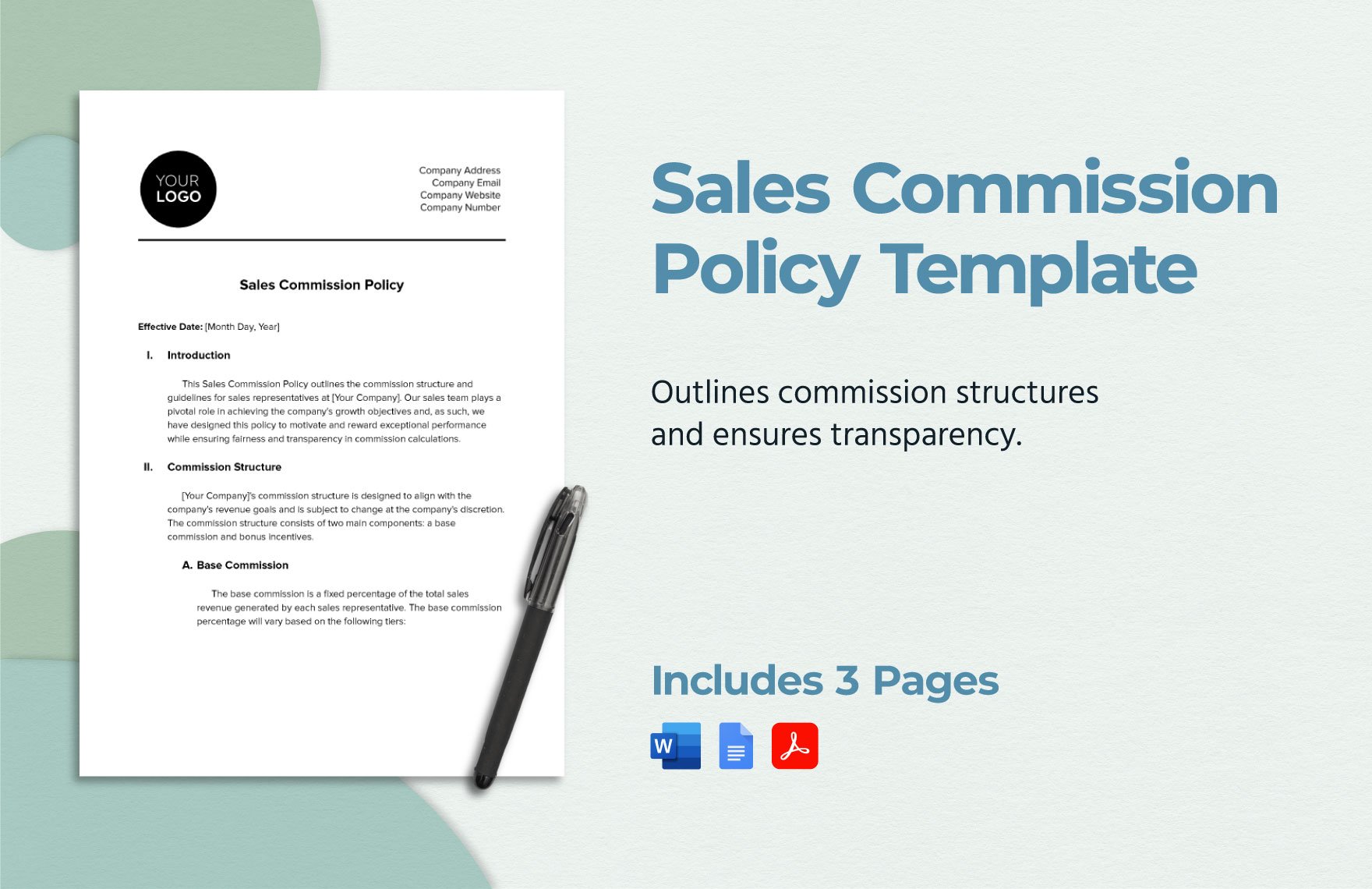 Sales Commission Policy Template