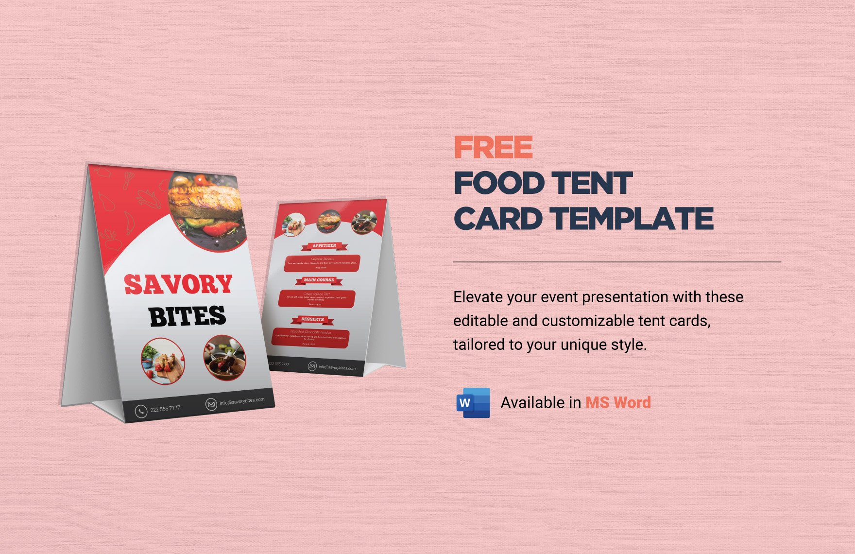 Free Food Tent Card Template in Word