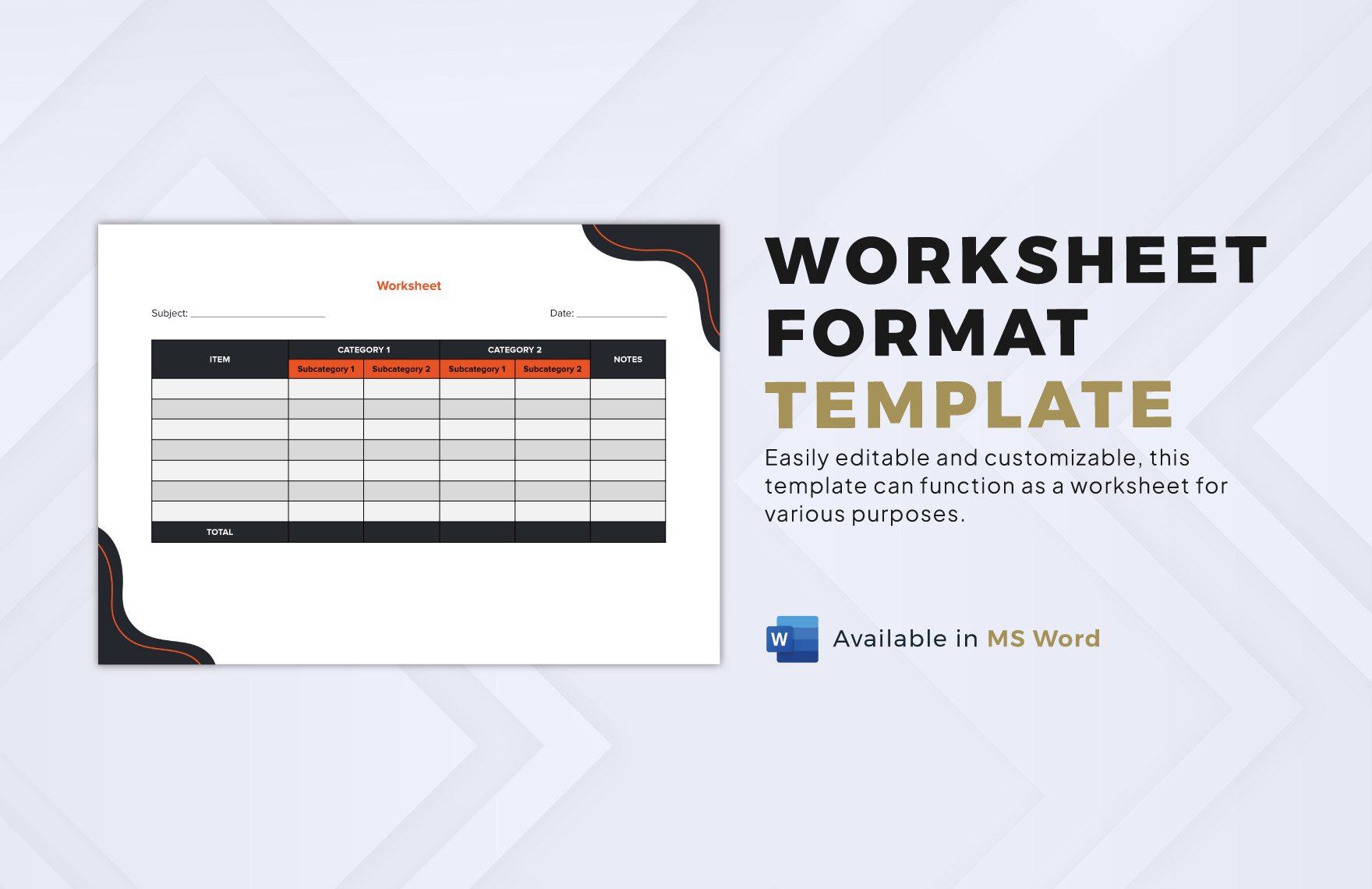 Worksheet Format Template