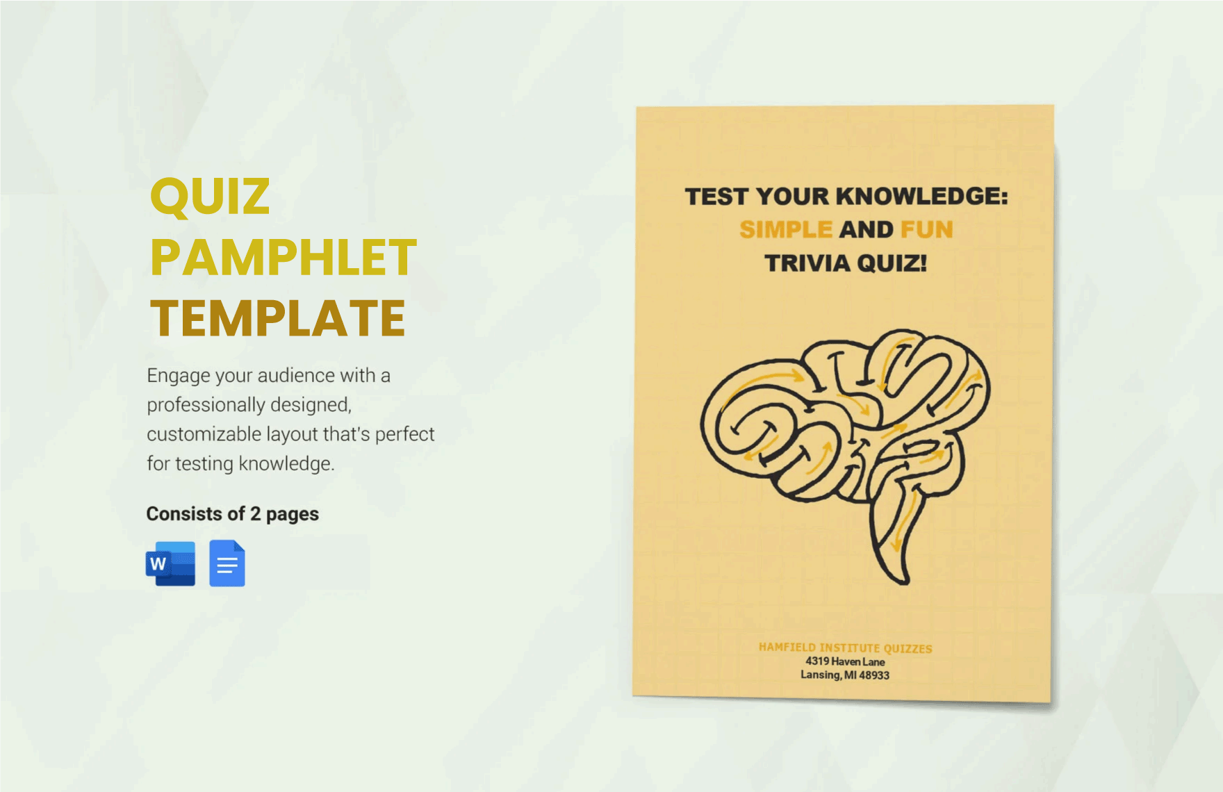 Quiz Pamphlet Template in Word, Google Docs