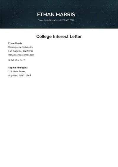 Free College Interest Letter Template to Edit Online