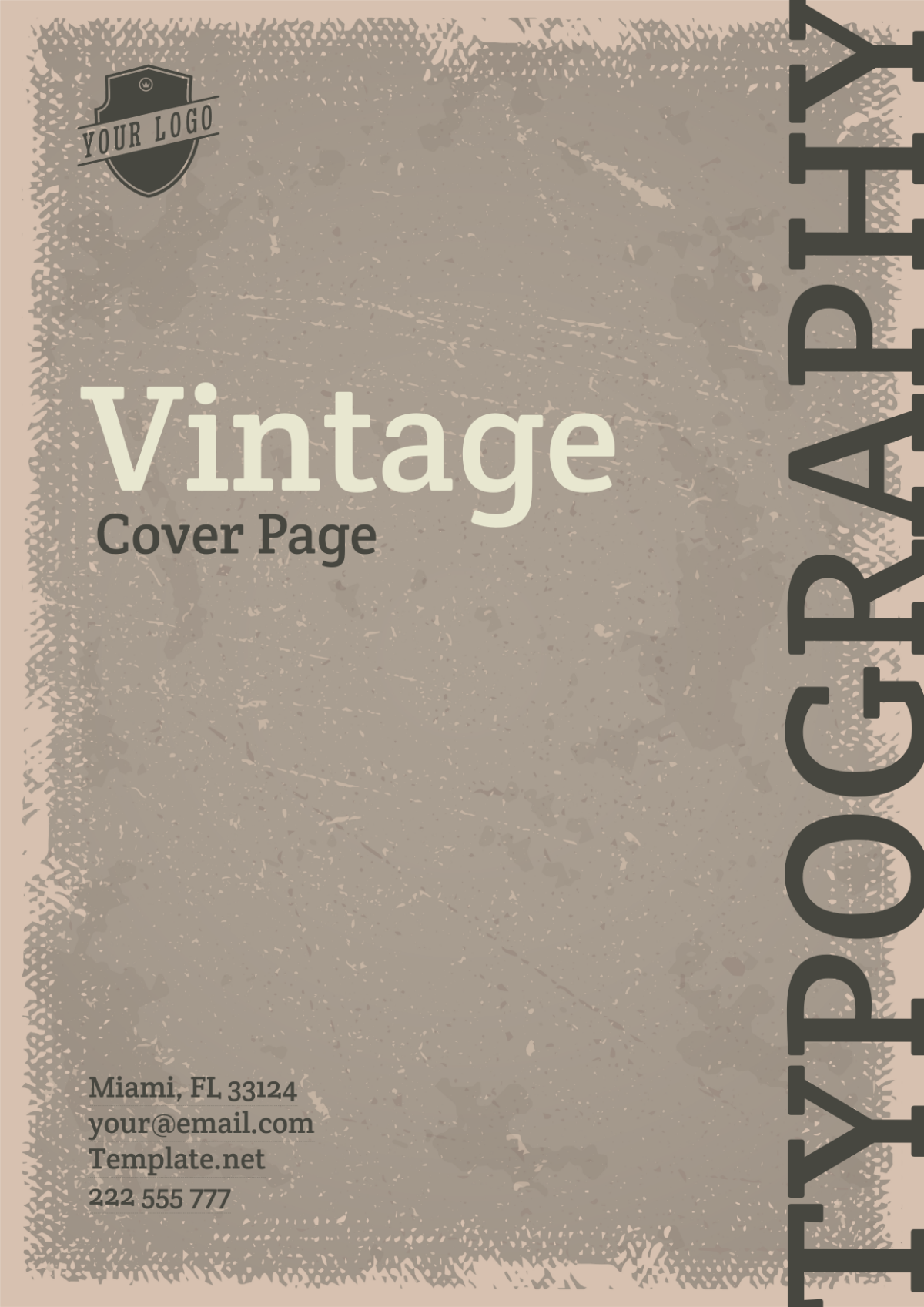 Vintage Typography Heading Cover Page Template