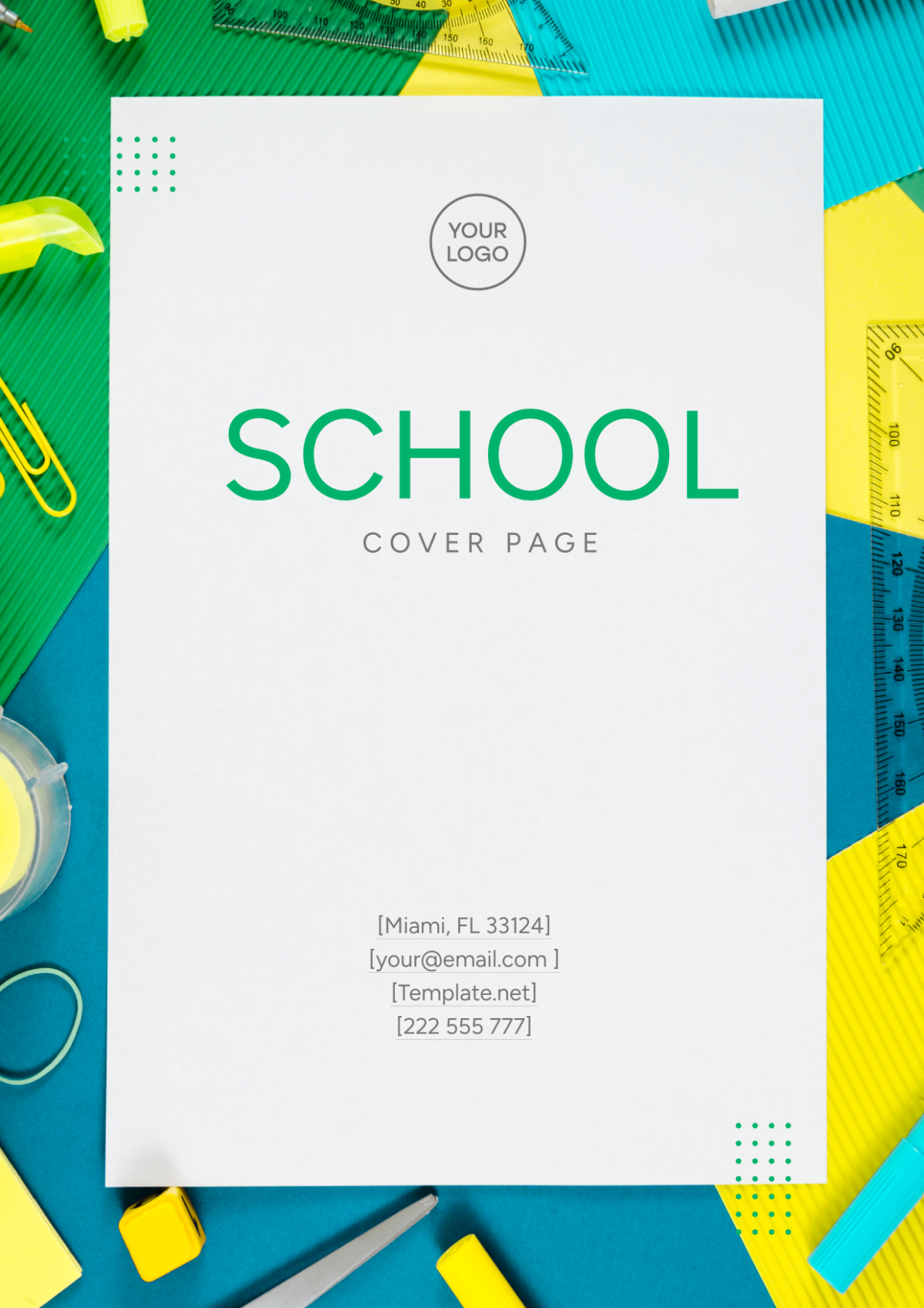 Free School Cover Page Image Template