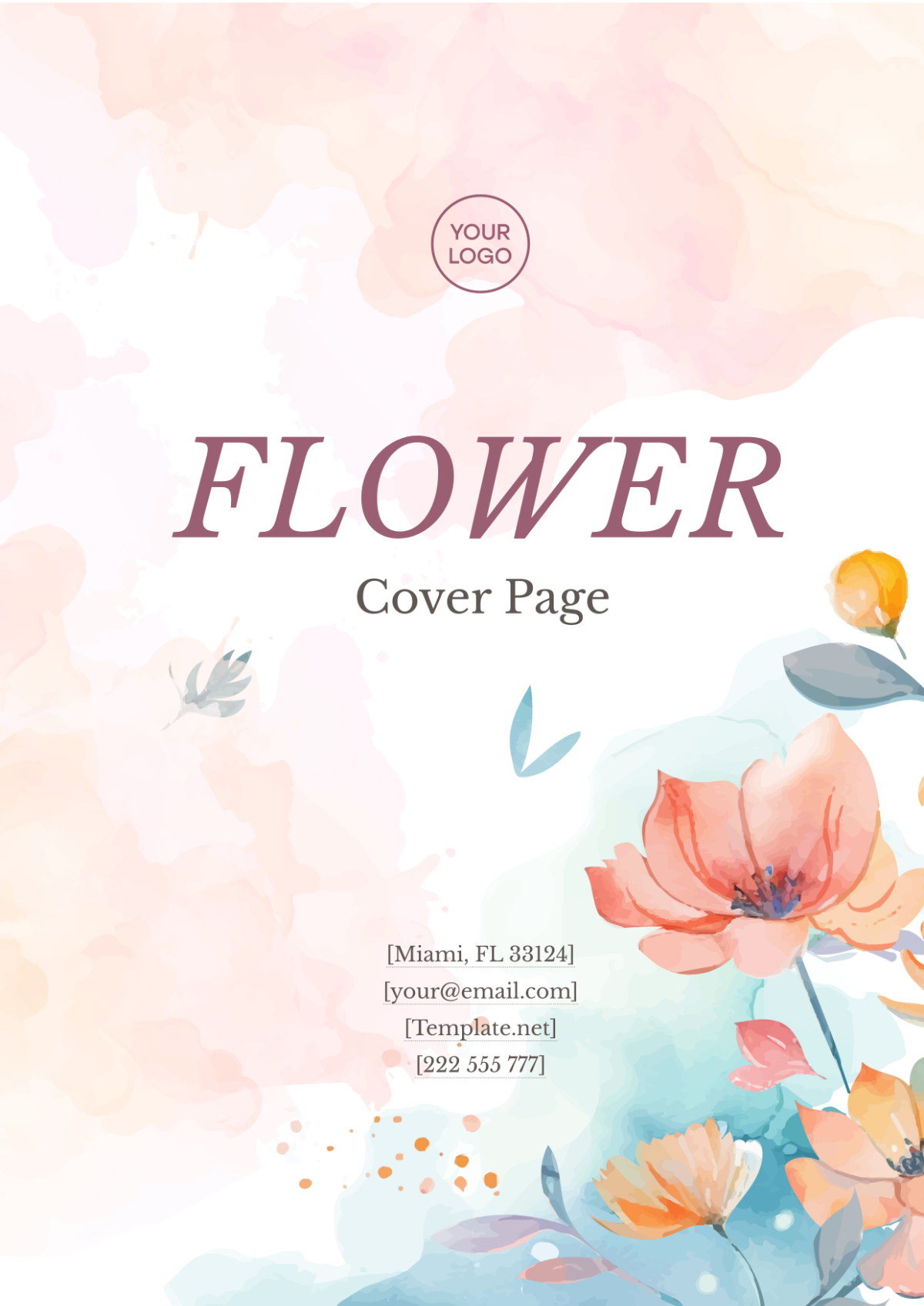 Free Flower Cover Page Image Template
