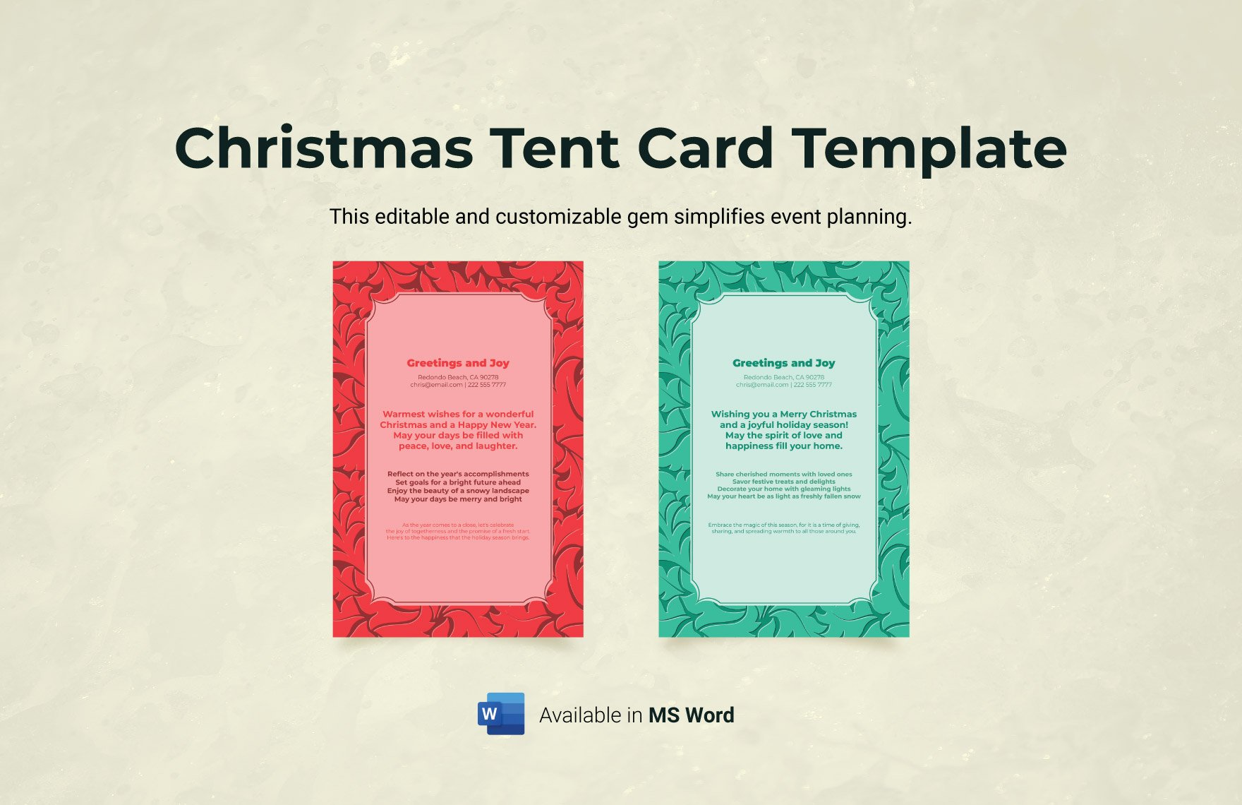 Christmas Tent Card Template