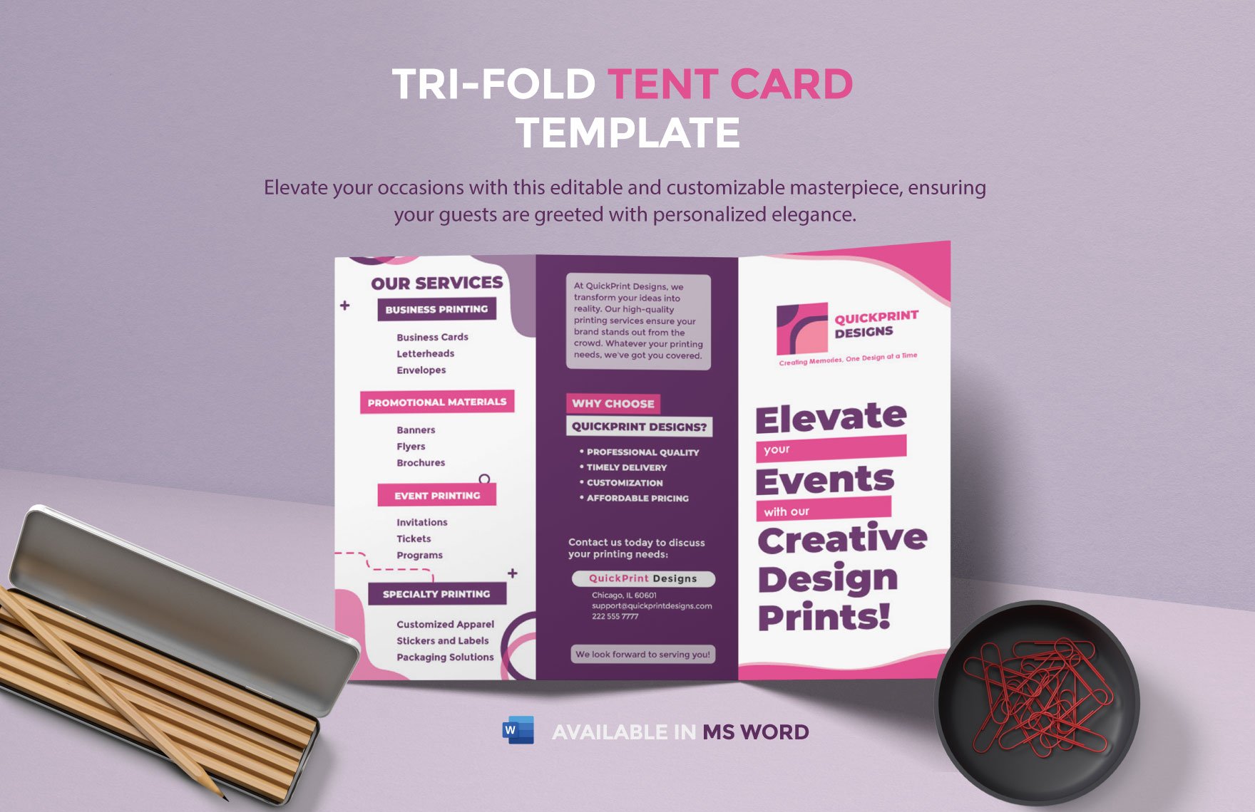 Free Tri-Fold Tent Card Template in Word