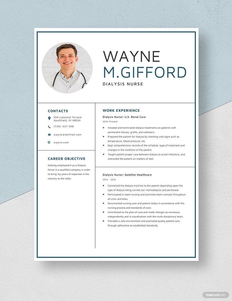 Dialysis Nurse Resume Template