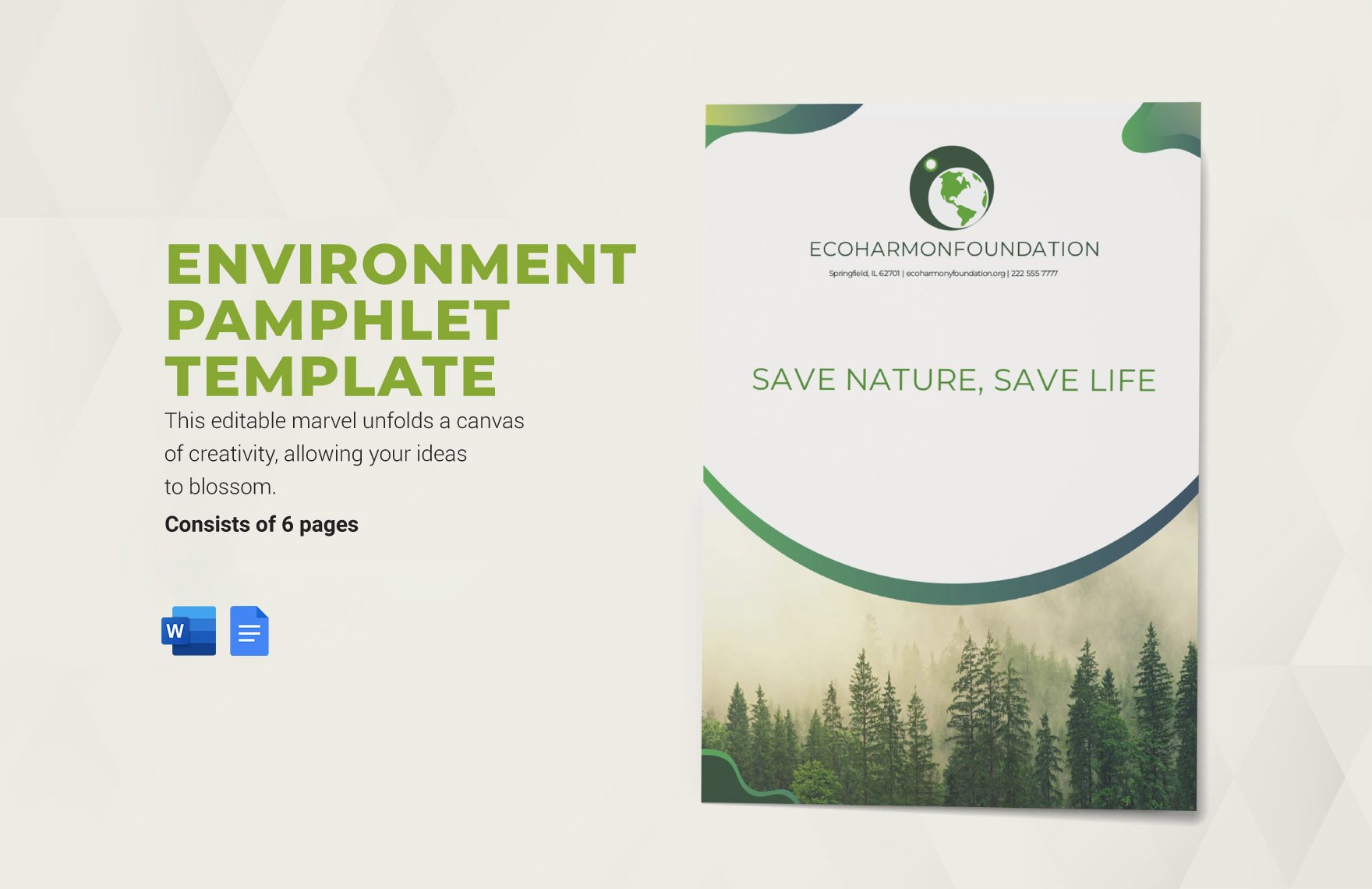 Environment Pamphlet Template in Word, Google Docs