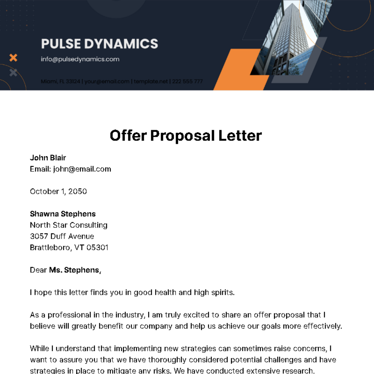 Offer Proposal Letter Template