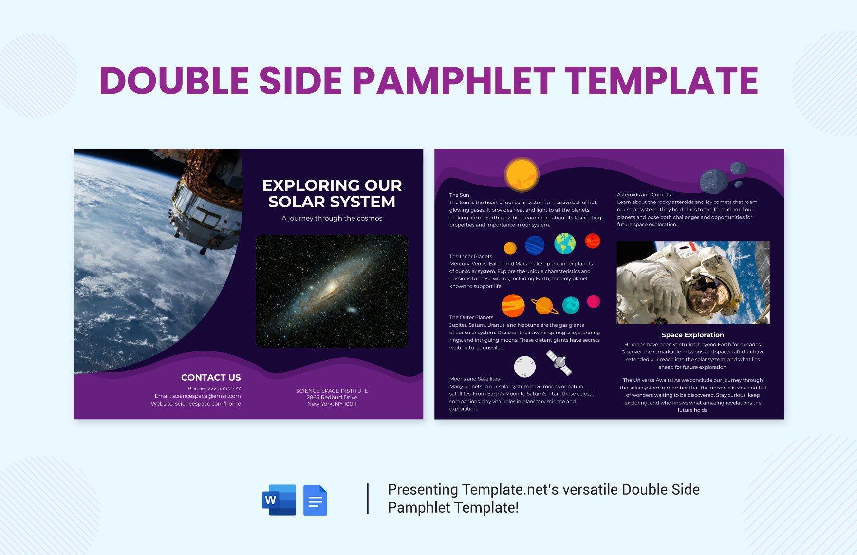 Free Double Side Pamphlet Template in Word, Google Docs