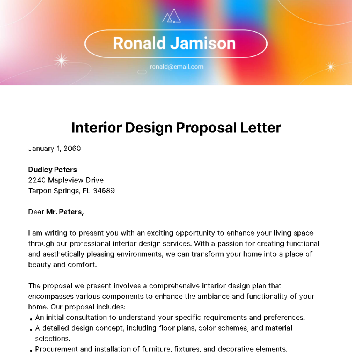 Free Interior Design Proposal Letter Template