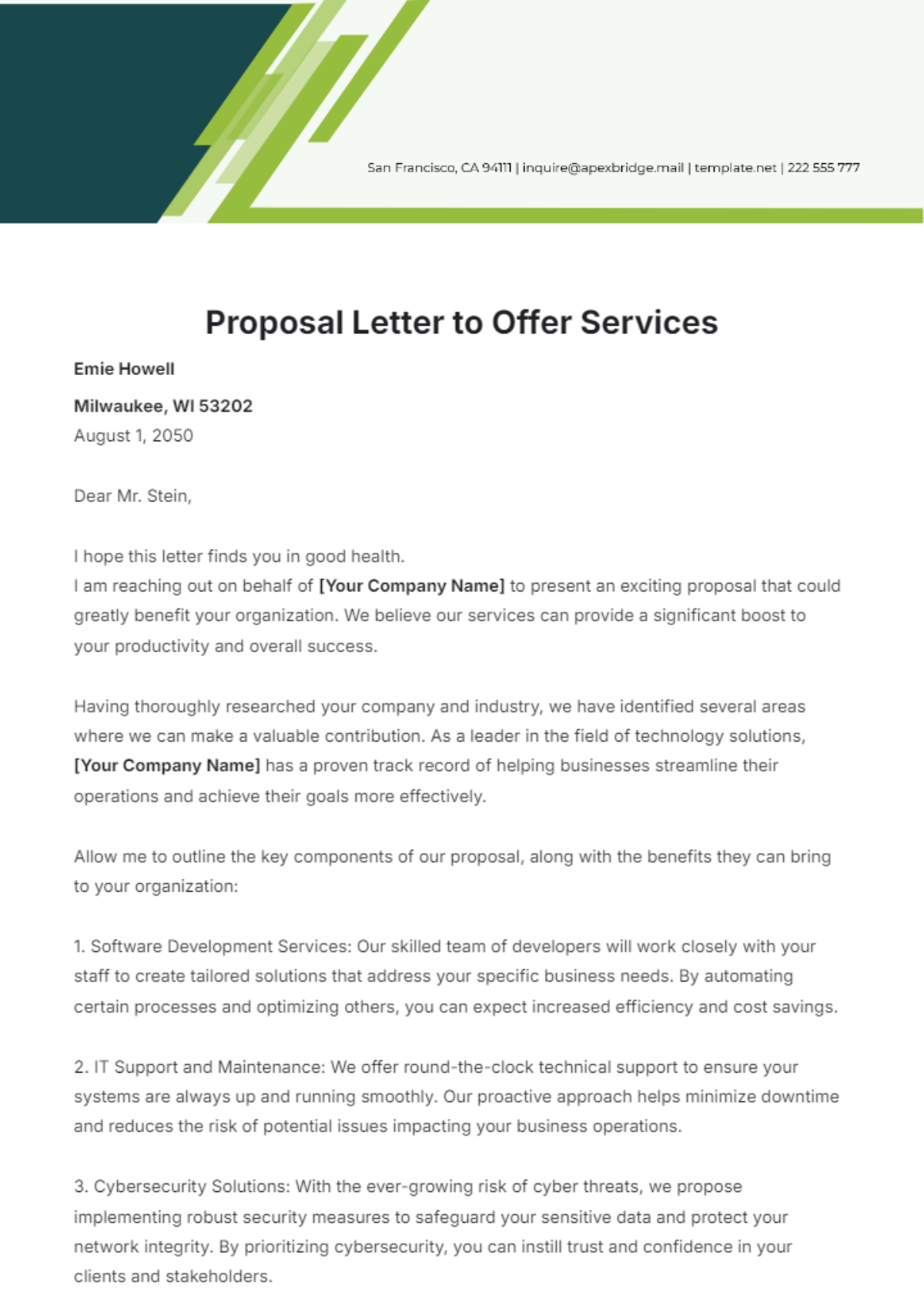 Proposal Letter to Offer Services Template - Edit Online & Download