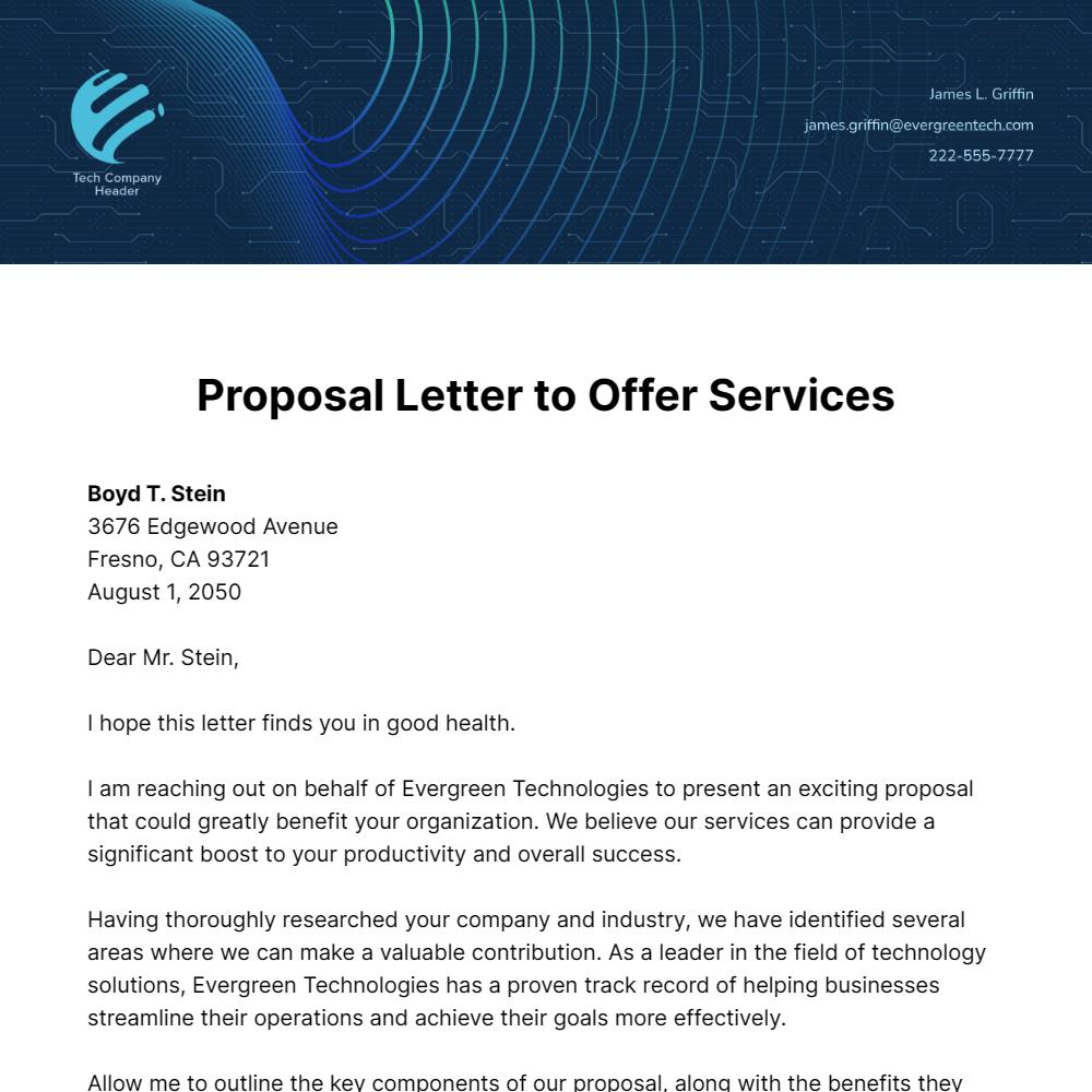Free Proposal Letter to Offer Services Template