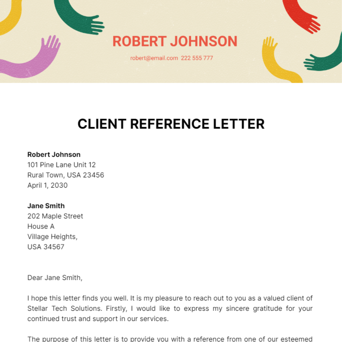 Free Client Reference Letter Template