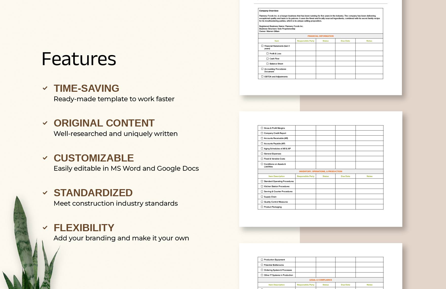 Due Diligence Checklist Template