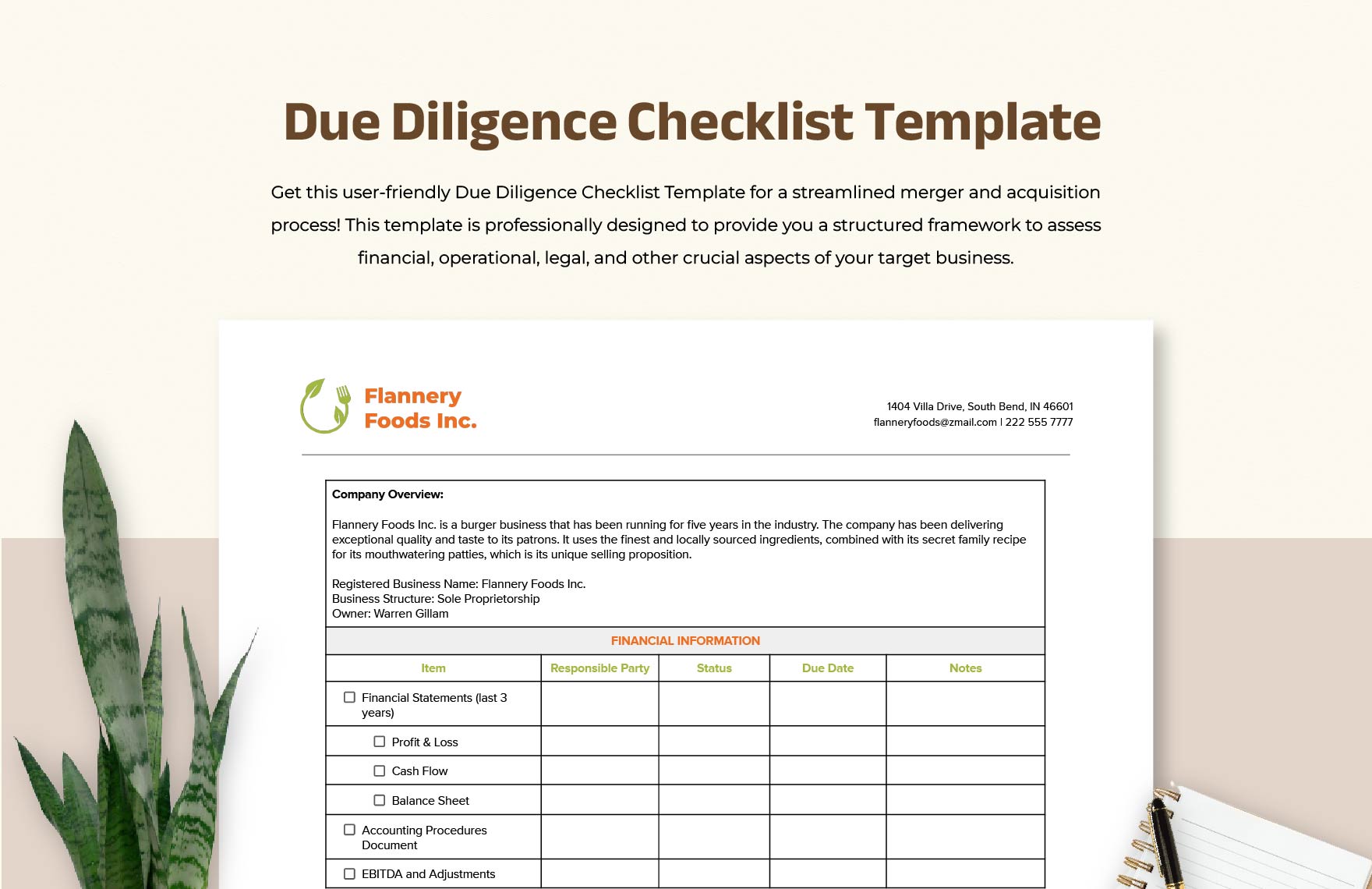 Due Diligence Templates In Word FREE Download Template
