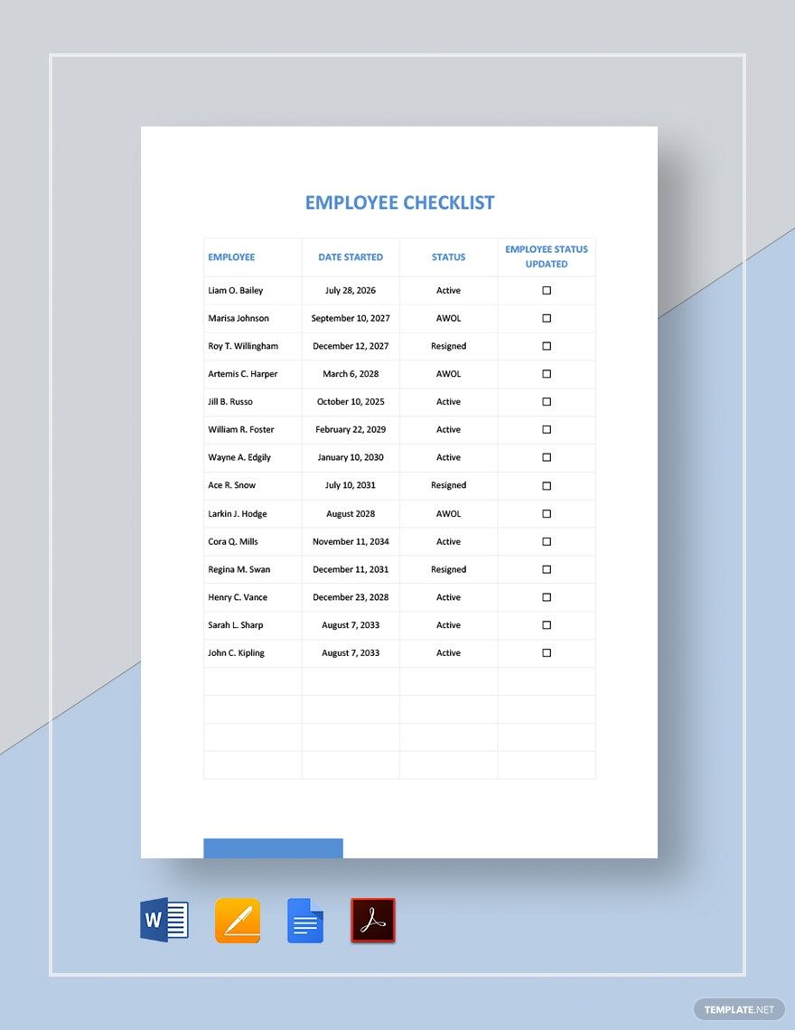 Employee Checklist Templates - Design, Free, Download | Template.net