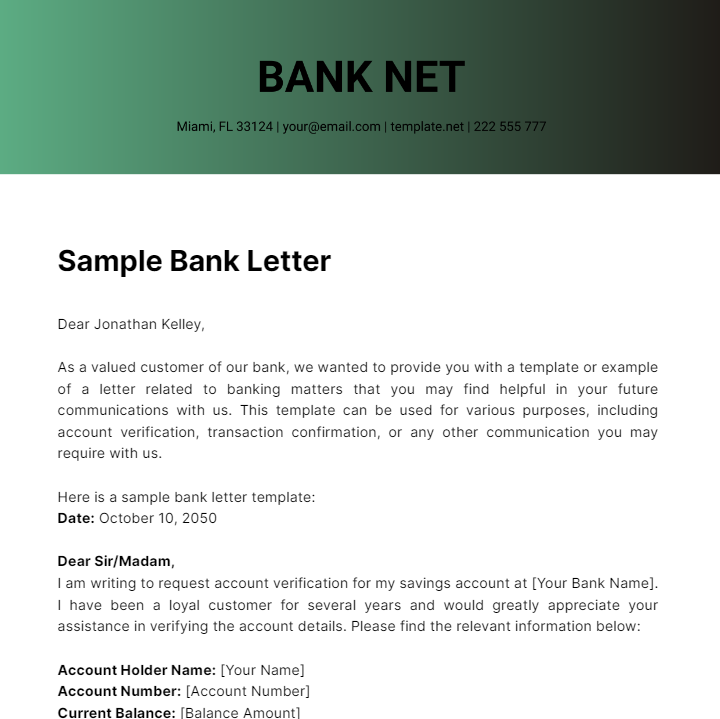 FREE Bank Letter Template - Download in Word, Google Docs, Excel, PDF ...