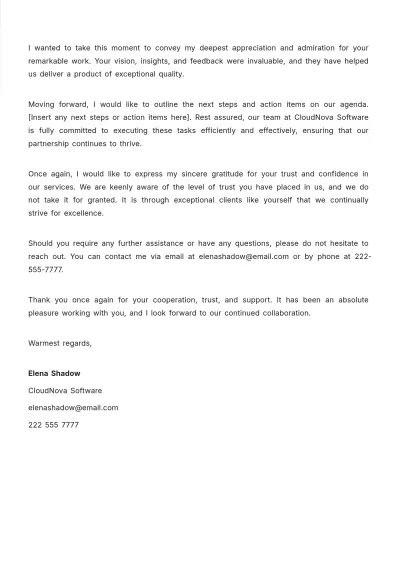 Free Client Appreciation Letter For Project Template to Edit Online