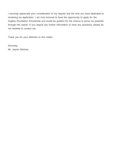 Free Waiver Letter for Scholarship Template to Edit Online
