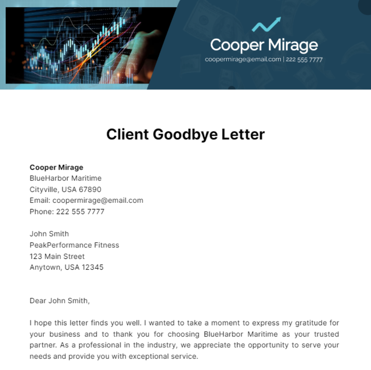 Client Goodbye Letter Template