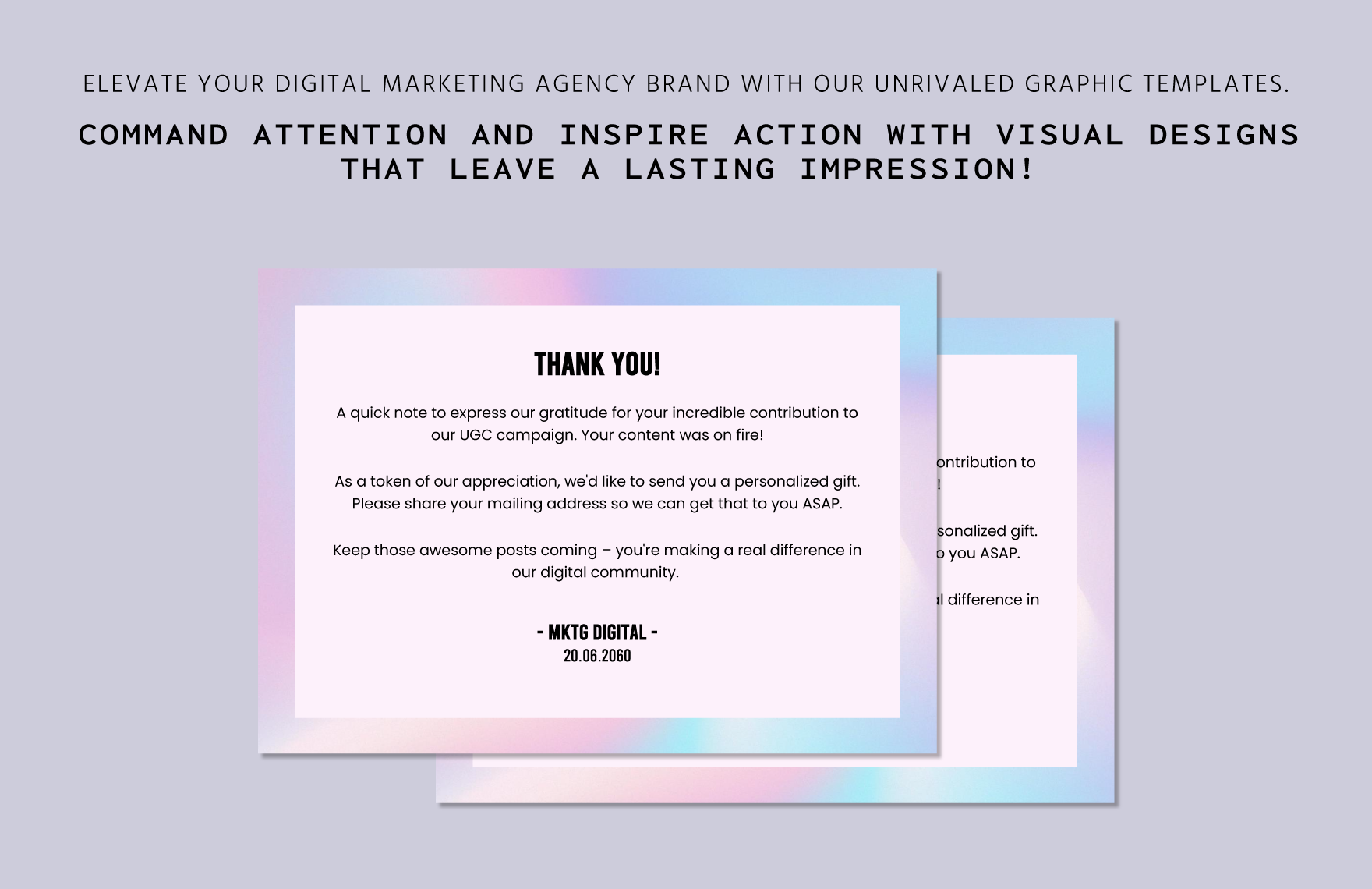 Digital Marketing Agency UGC Campaign Participant ThankYou Notes Template