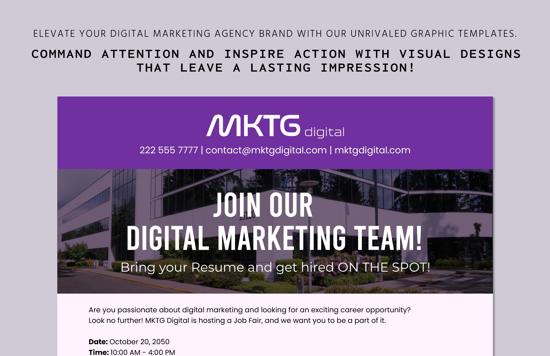 Digital Marketing Agency Job Fair Advertisement HR Template