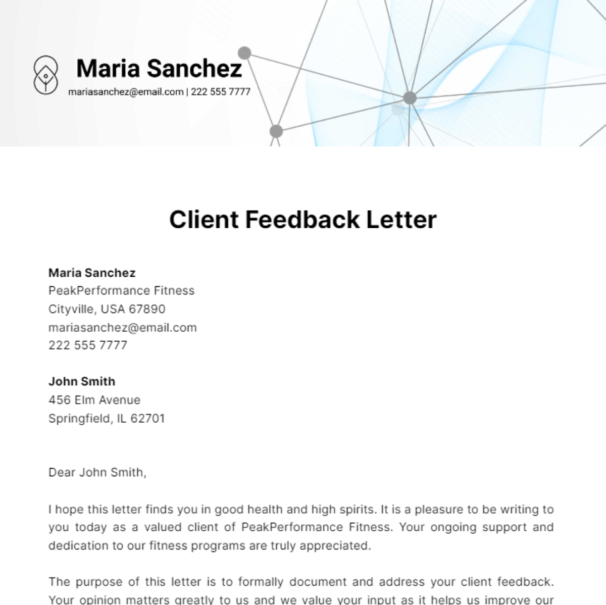 Client Feedback Letter Template