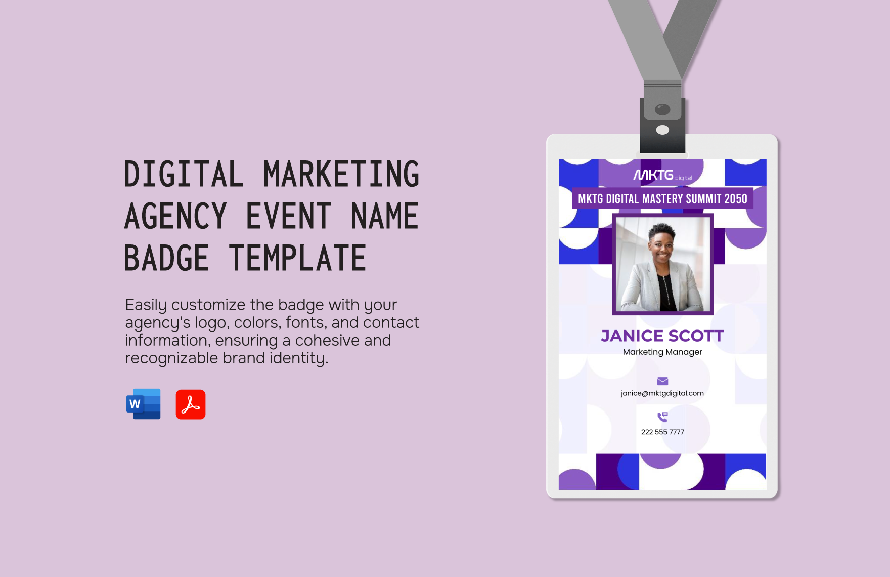 Digital Marketing Agency Event Name Badge Template