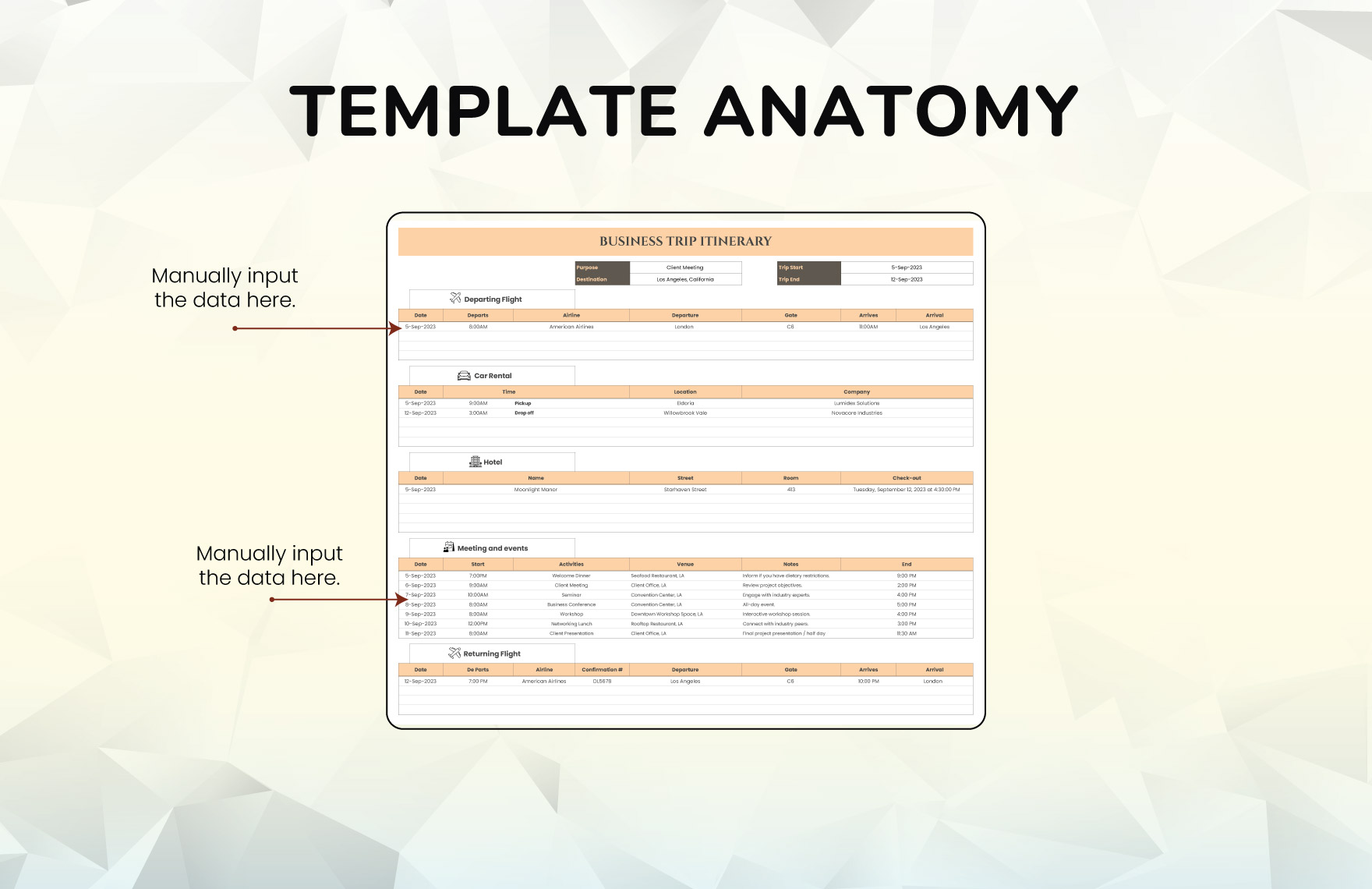 Business Trip Itinerary Template