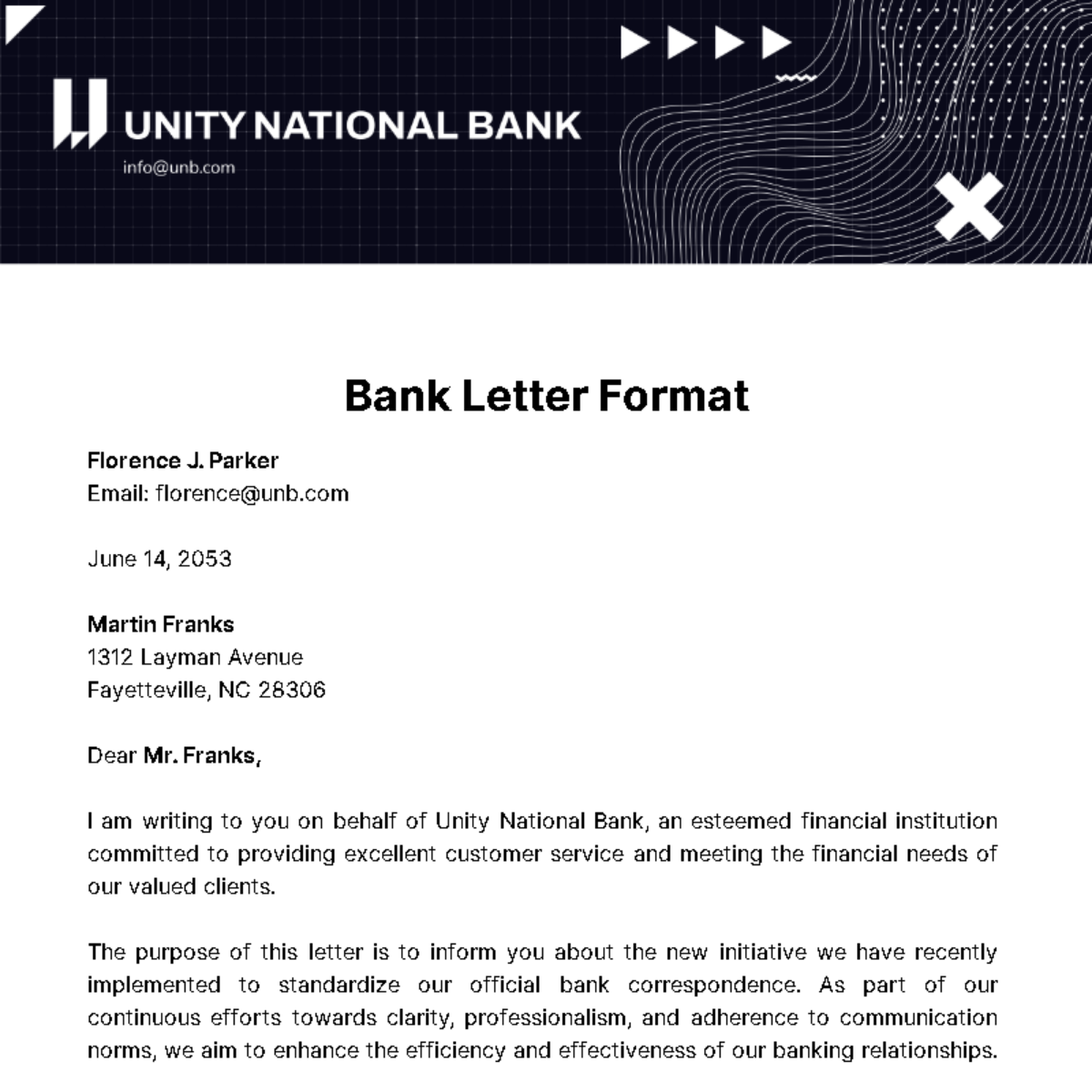 Free Bank Letter Format Template