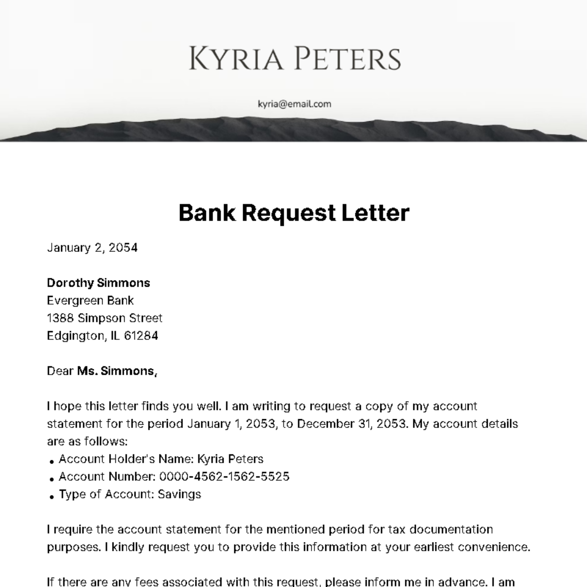 Bank Request Letter Template