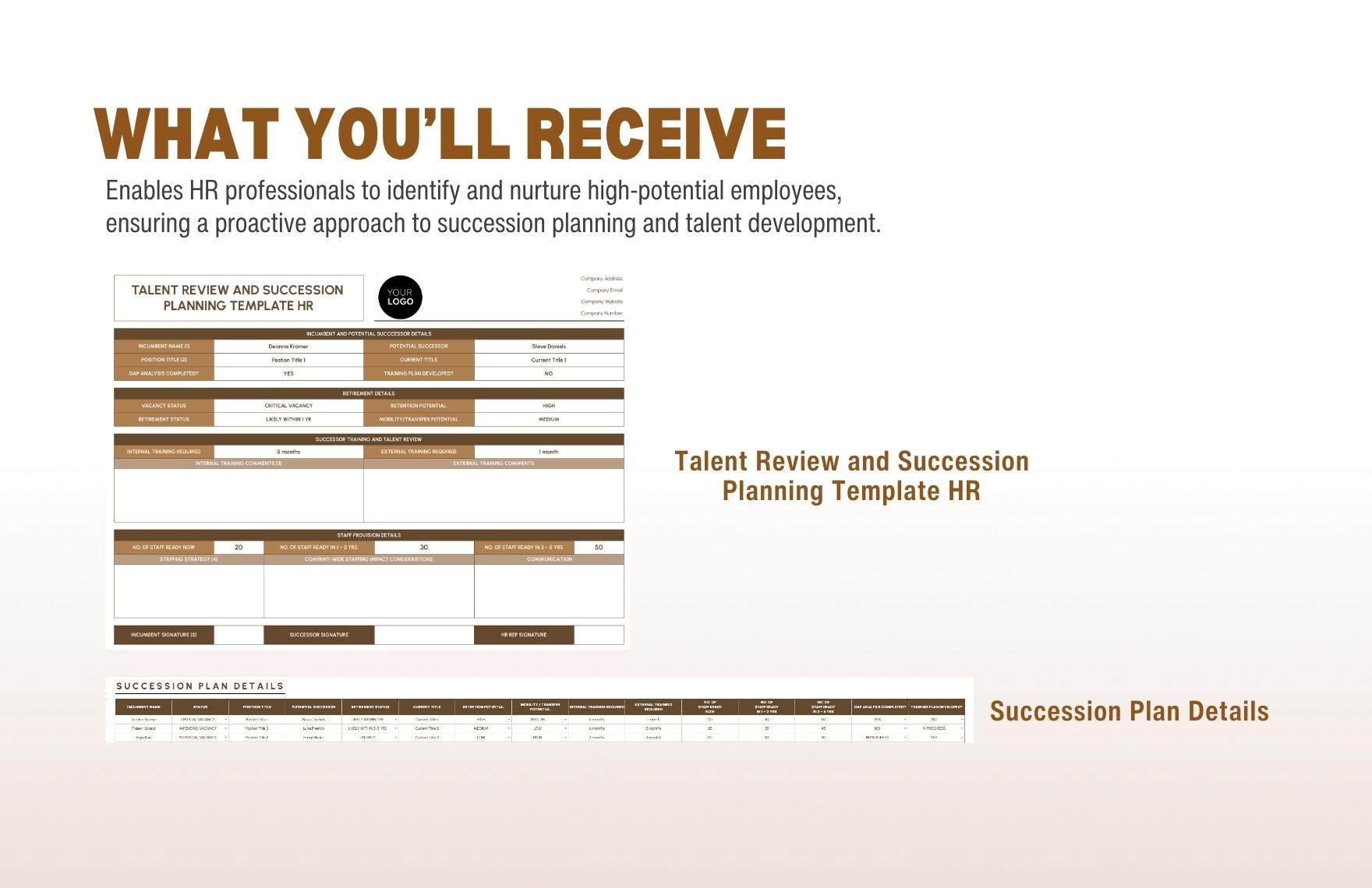 Talent Review and Succession Planning Template HR Template
