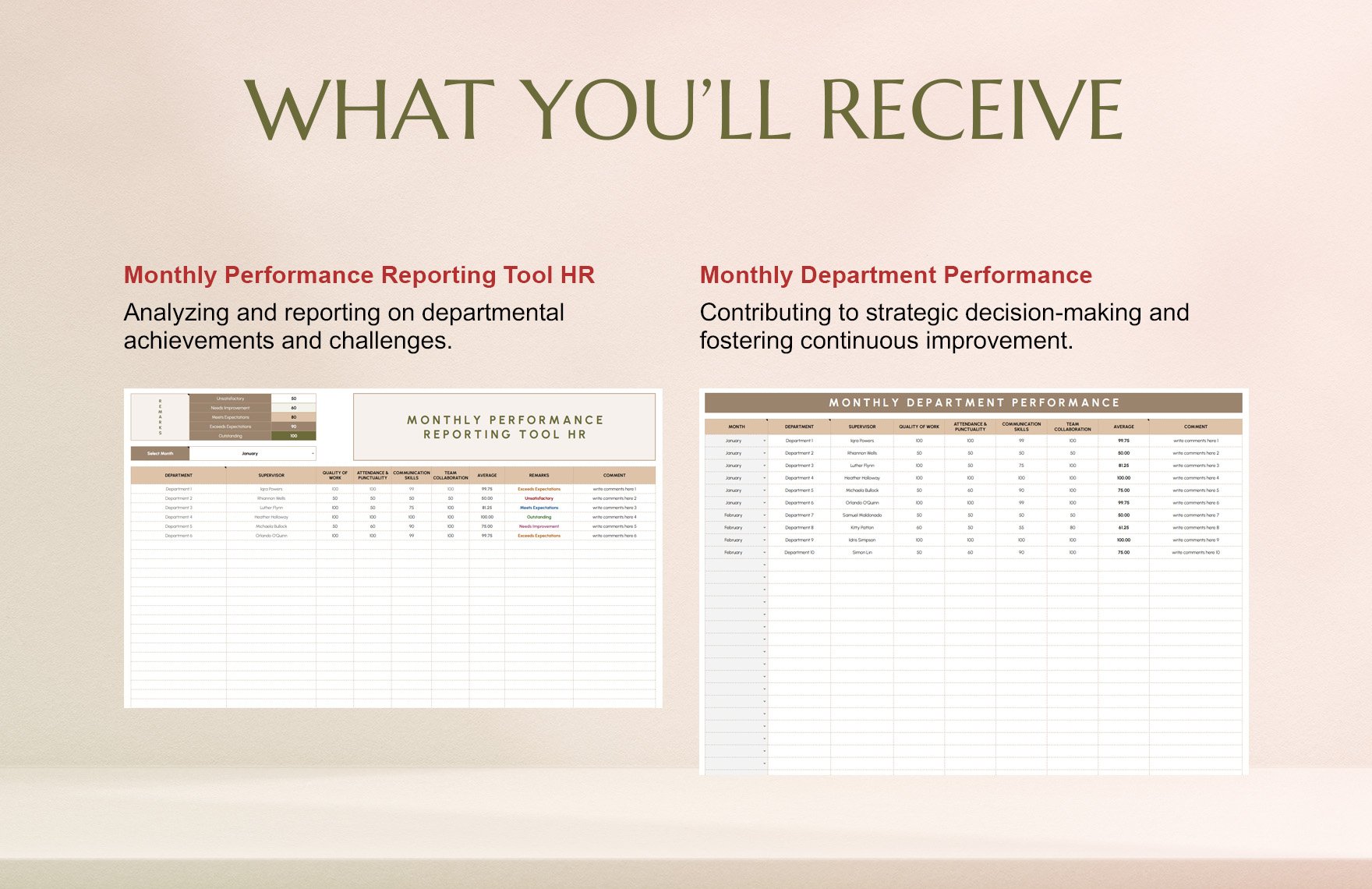 Monthly Performance Reporting Tool HR Template