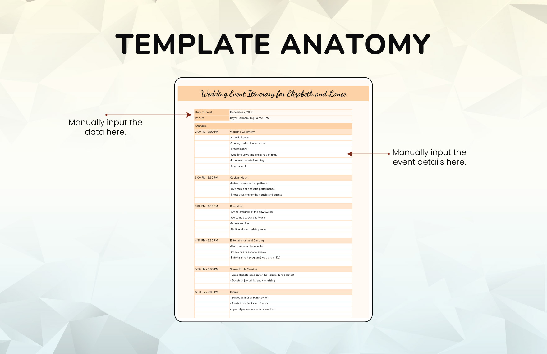 Event Itinerary Template