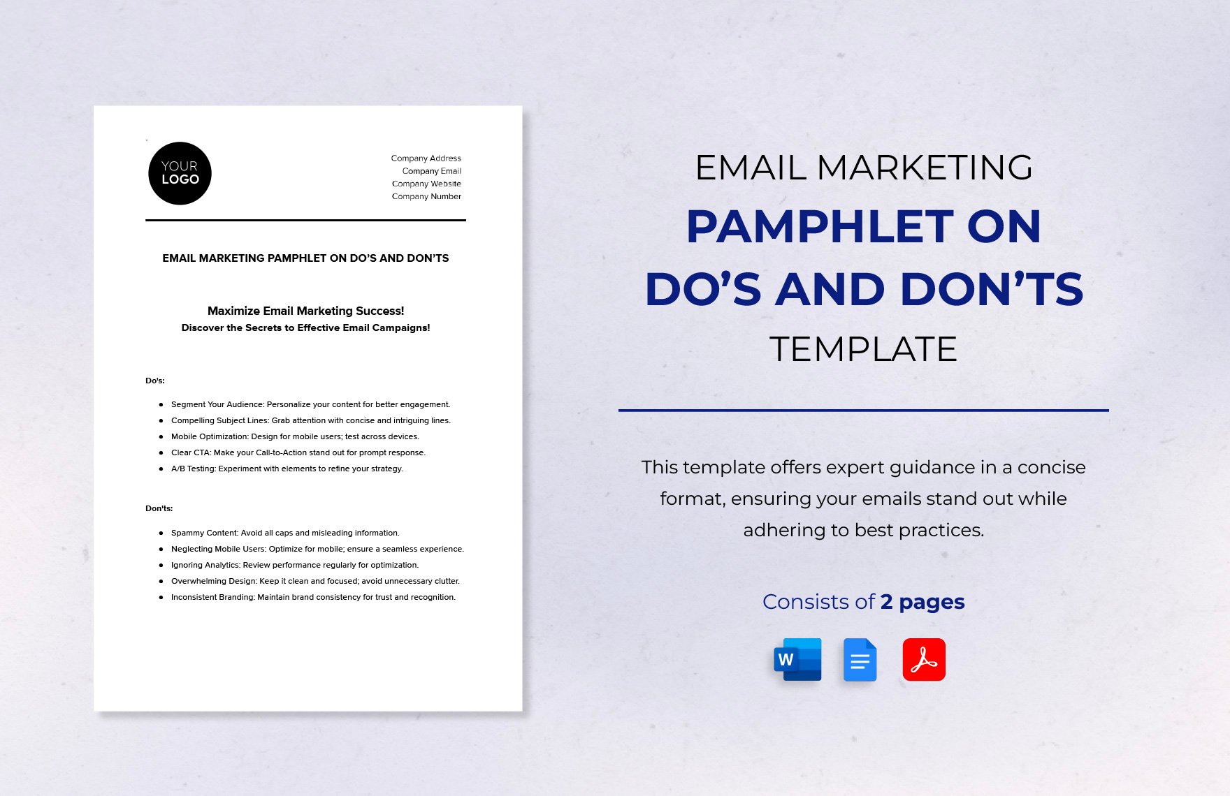 Email Marketing Pamphlet on Do's and Don'ts Template