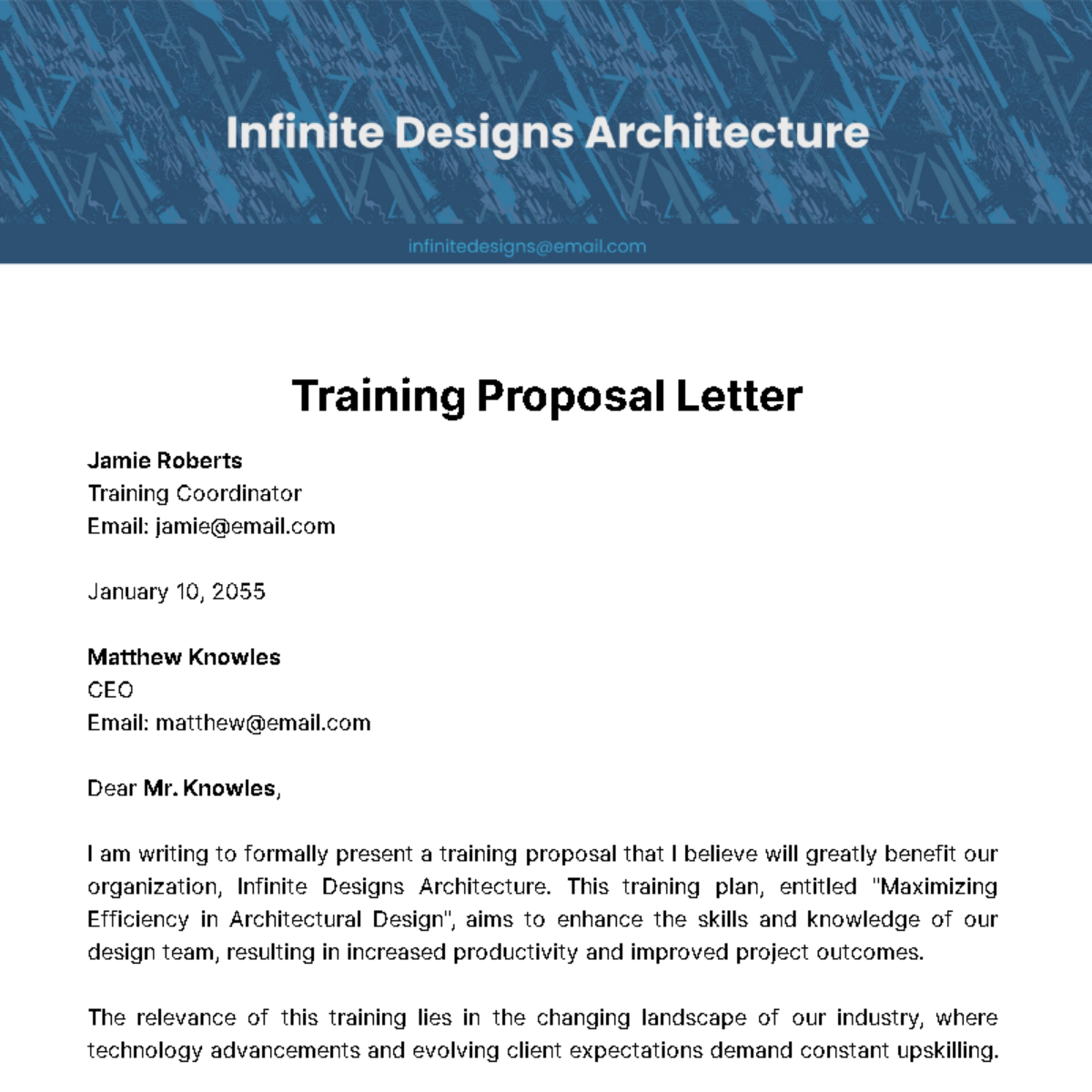 Free Training Proposal Letter Template