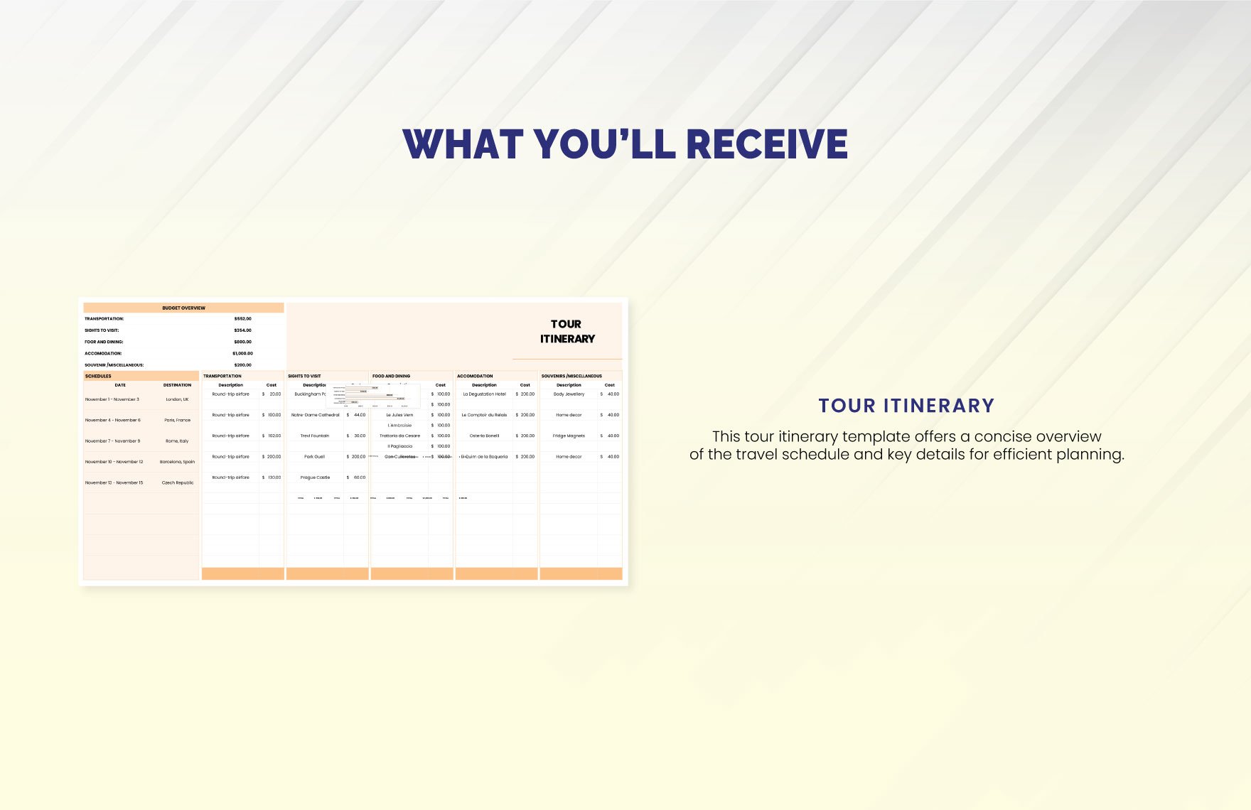 Tour Itinerary Template